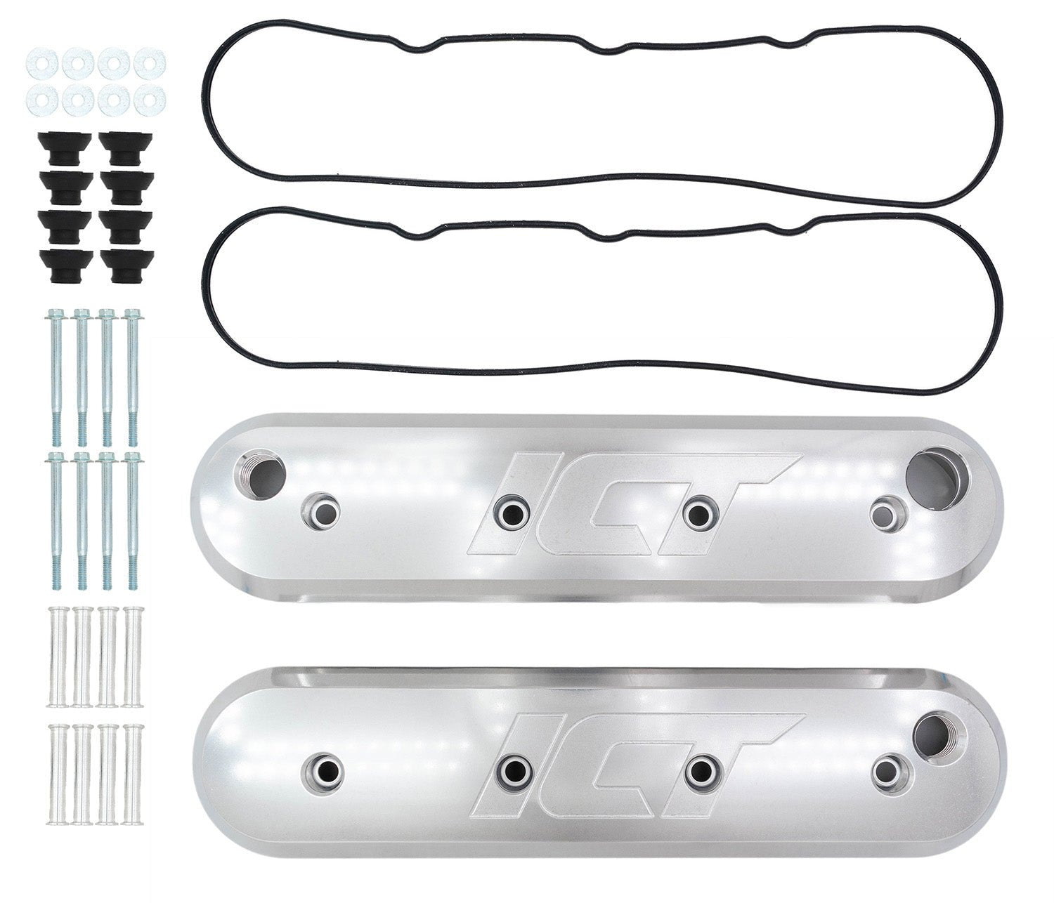 Polished Aluminum Finned Tall Valve Covers For Small Block Chevy (SBC) 350 Engine - Performance Look