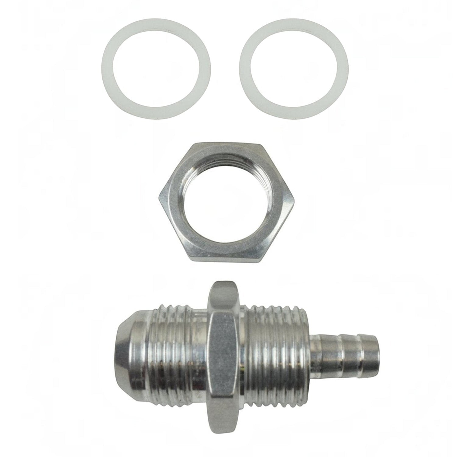 -10AN Straight to 3/8" Hose Barb Double Fuel Pump Tank Fitting Bulkhead Adapter - ICT Billet AN861-10-37A