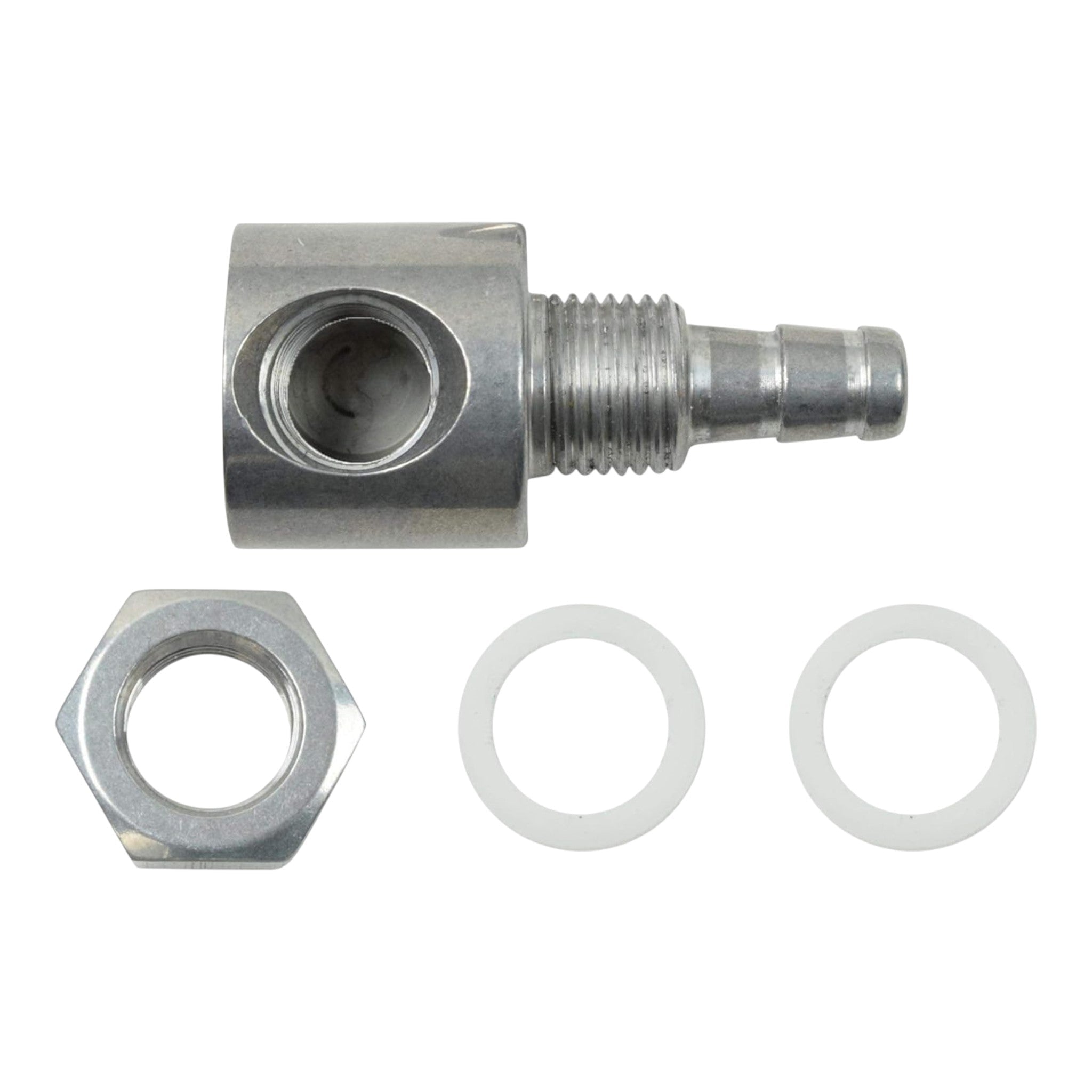 1/4"npt female to 90 degree 3/8" Hose Barb Bulkhead Fitting - ICT Billet 551660