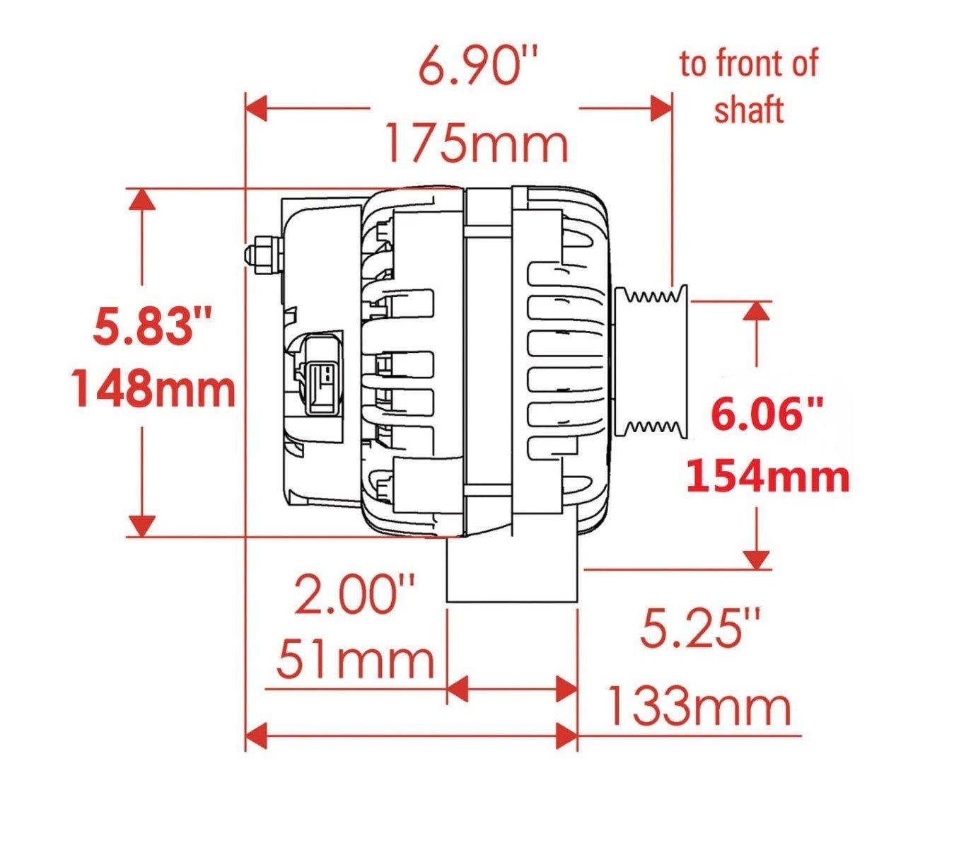 220 Amp 6.06 Bolt Pattern Powermaster OEM Replacement Alternator for LS/LT - ICT Billet PWM-58969
