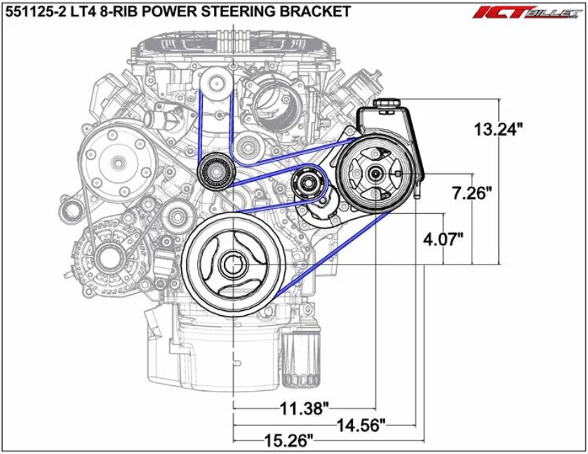 LT4 Camaro 8 Rib Supercharger - Type 2 - Power Steering Pump Bracket Kit