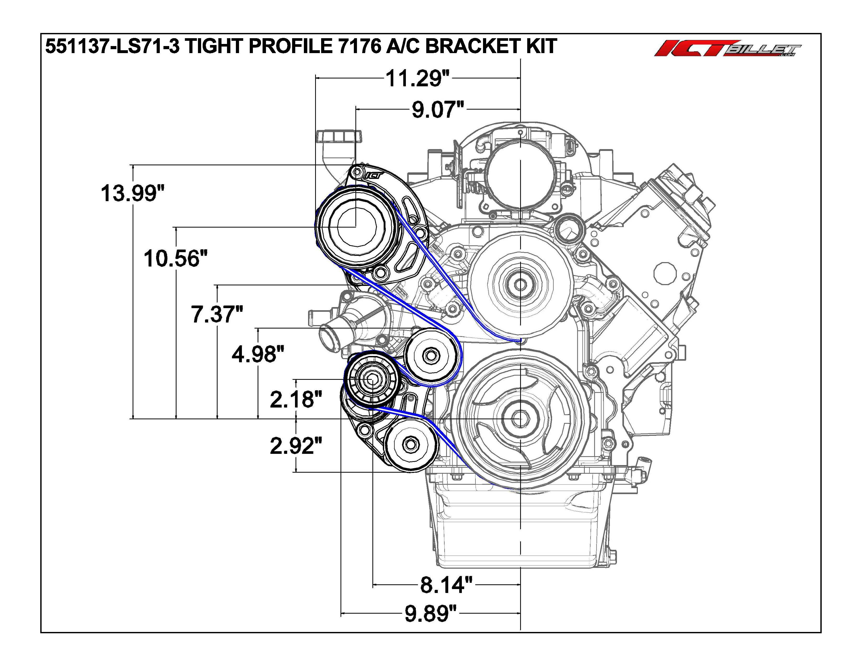 LS Sanden 7176 A/C Compressor Bracket Kit Tight Fit w/ Low Mount Tensioner LQ4 L33 AC Turbo