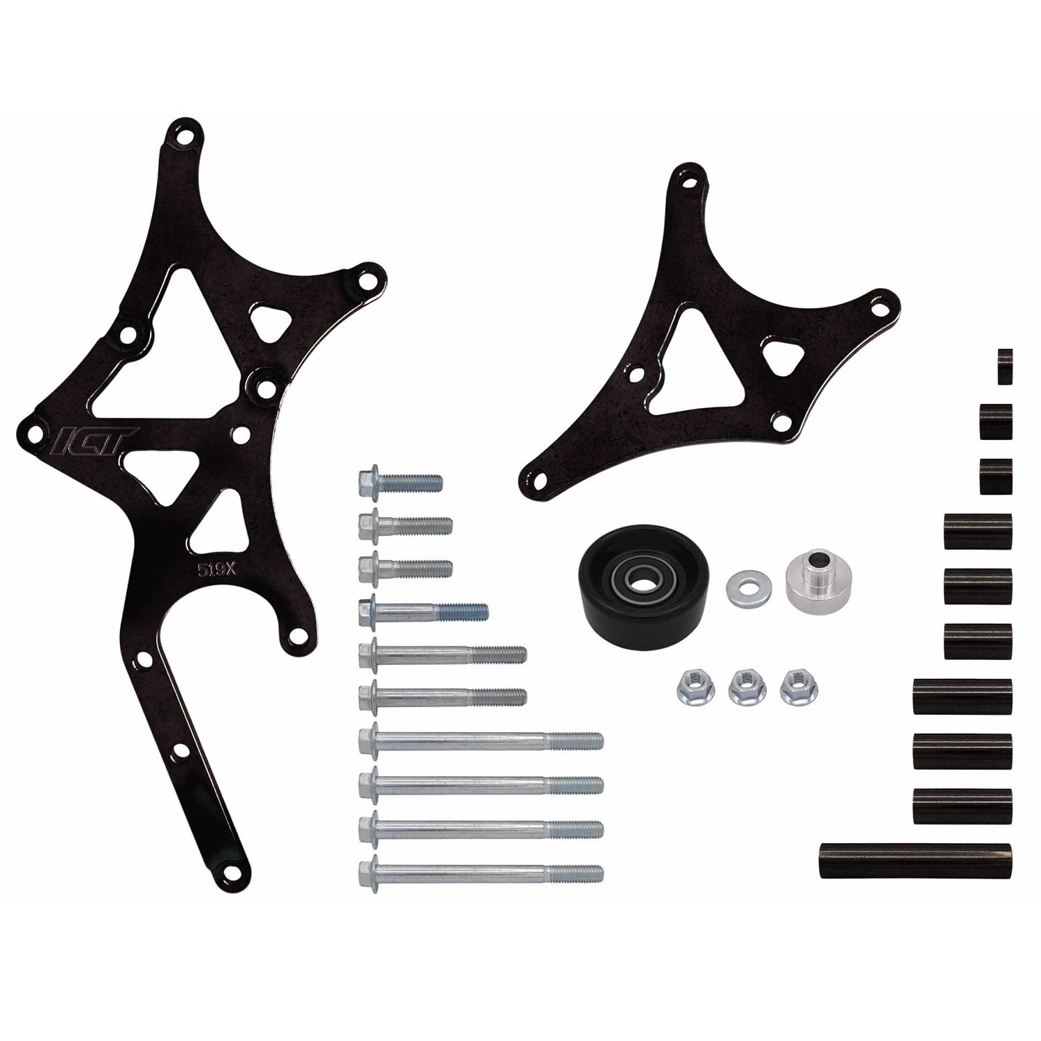 Black Cerakote LS Truck Alternator and Power Steering Kit Driver Side