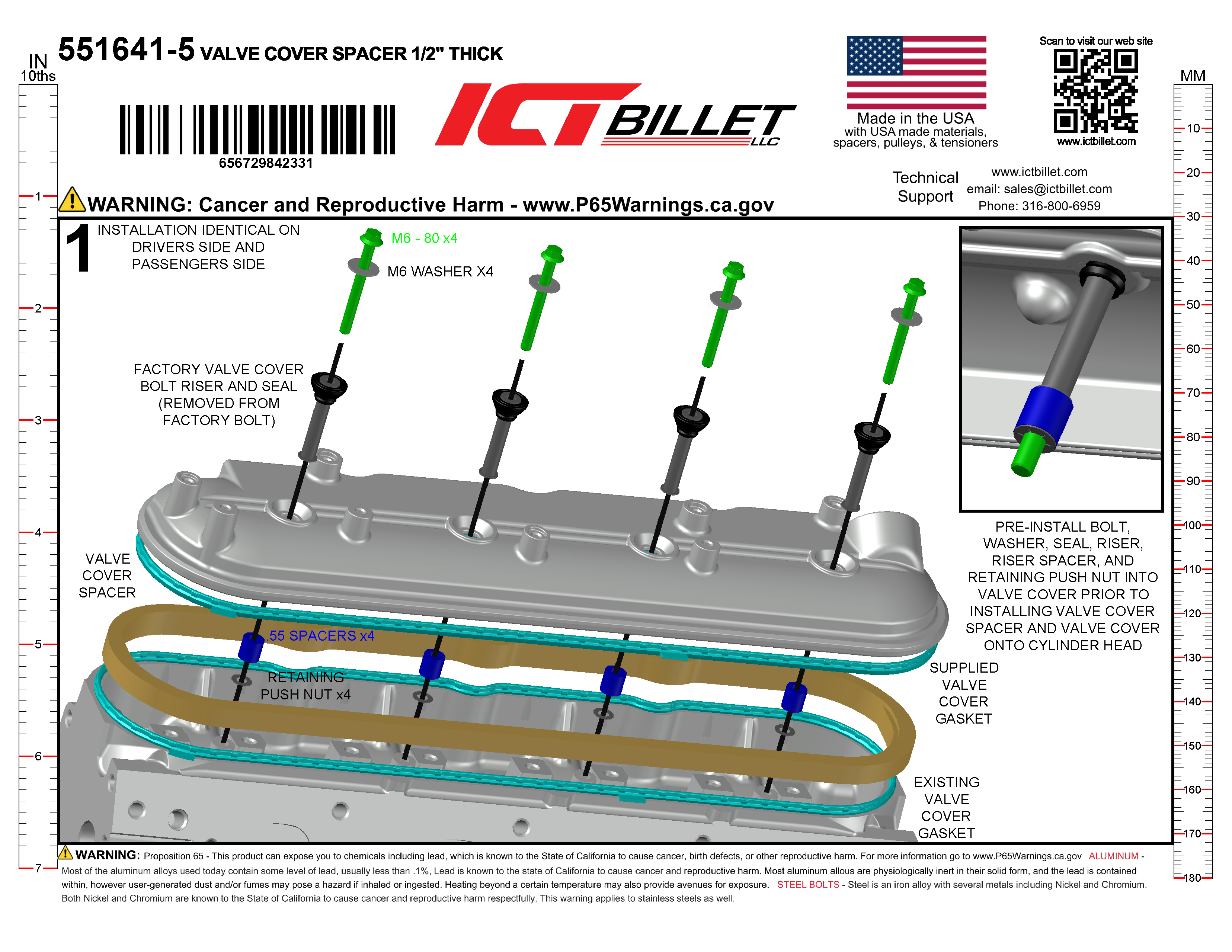 LS Billet Valve Cover Spacer 1/2"