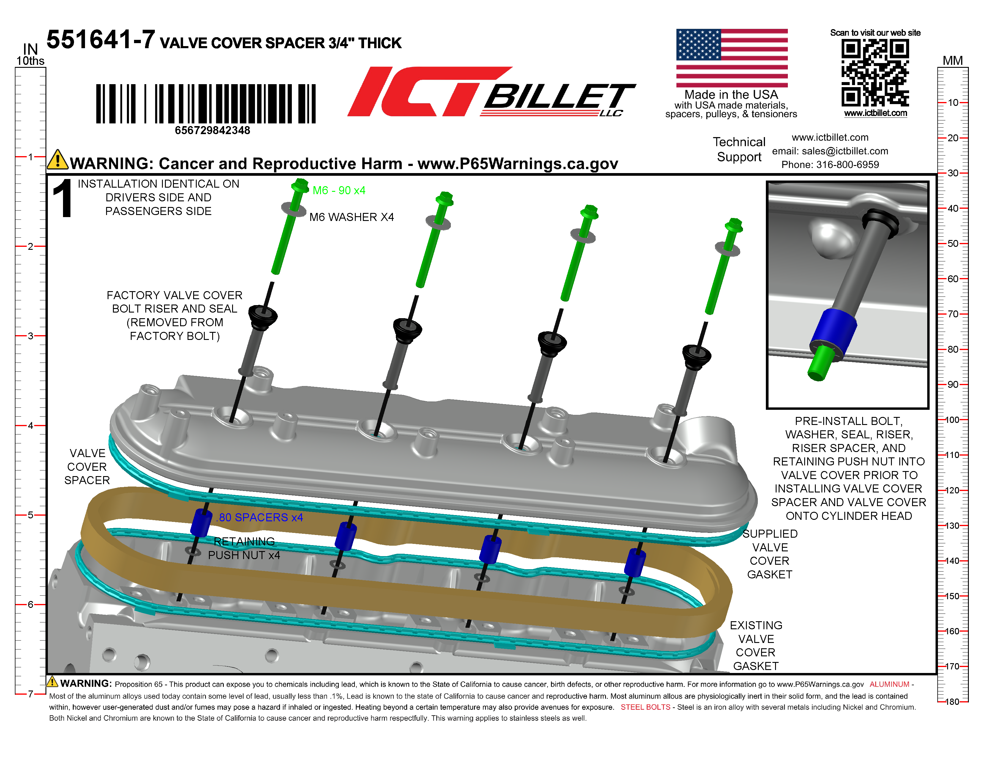 LS Billet Valve Cover Spacer 3/4"
