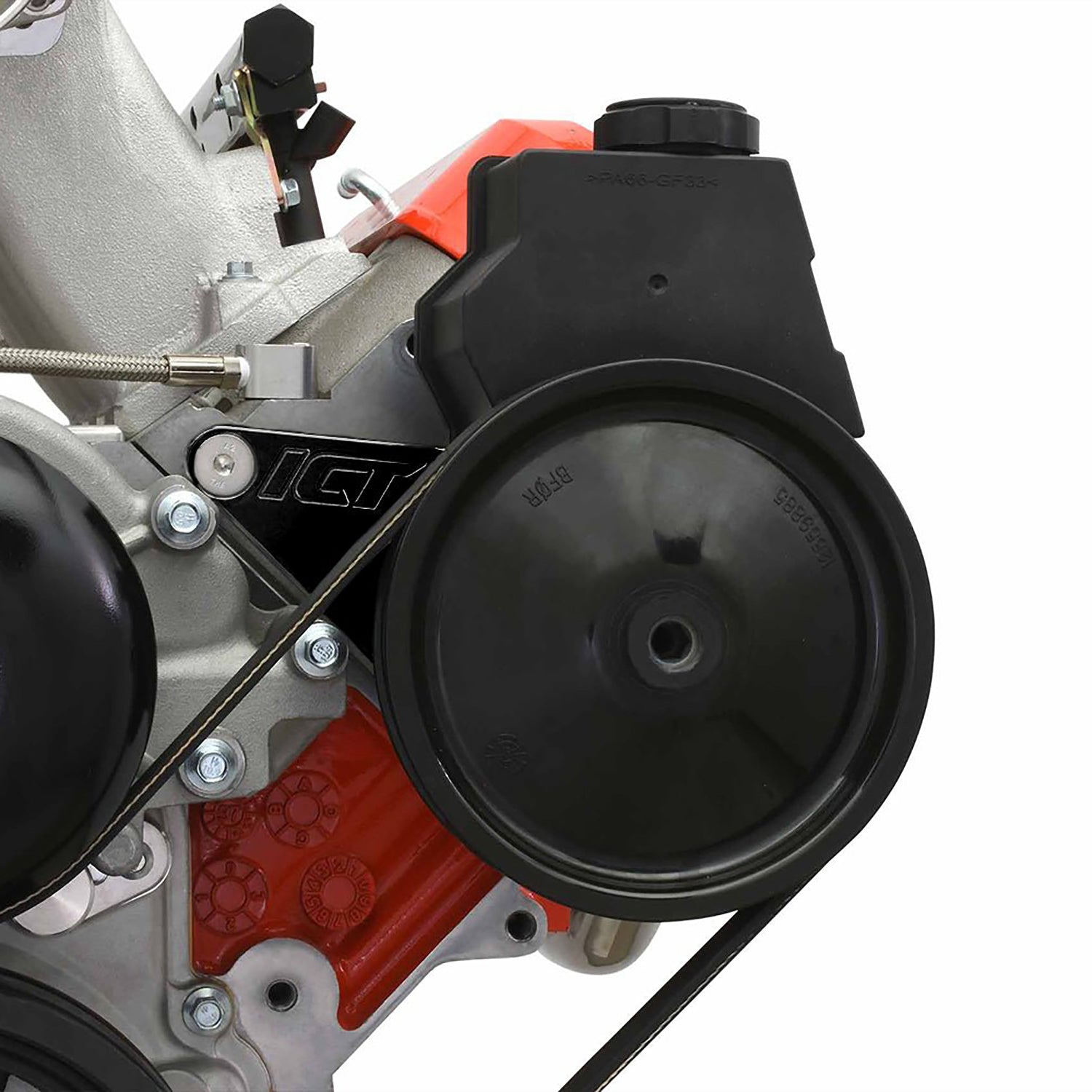 LS Power Steering Bracket - LS1 Camaro Pump - Truck Spacing Black Cerakote