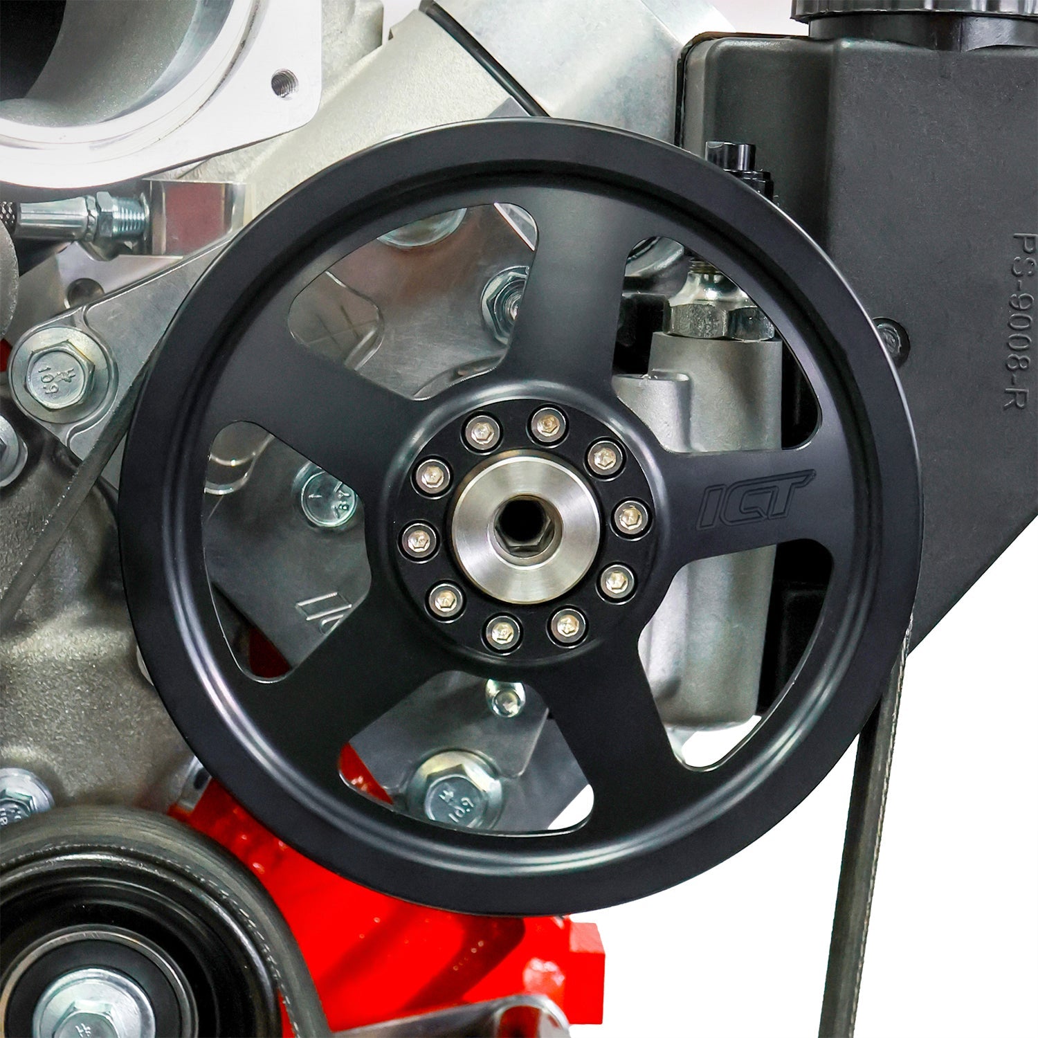 6 Rib - Billet 2pc Power Steering Pulley - LS Corvette - ICT Billet PUL100-RB6-PS60