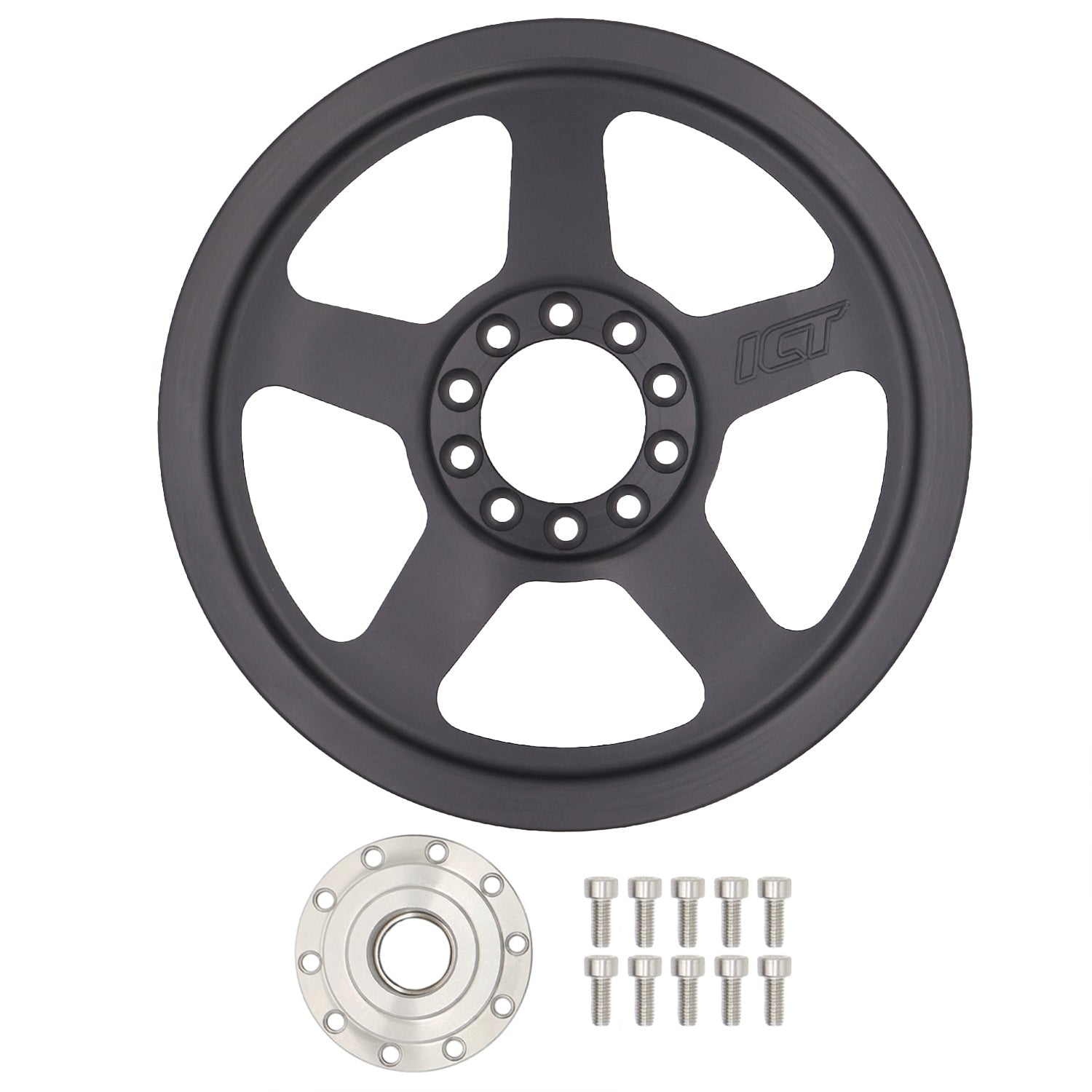 6 Rib - Billet 2pc Power Steering Pulley - LS Corvette - ICT Billet PUL100-RB6-PS60