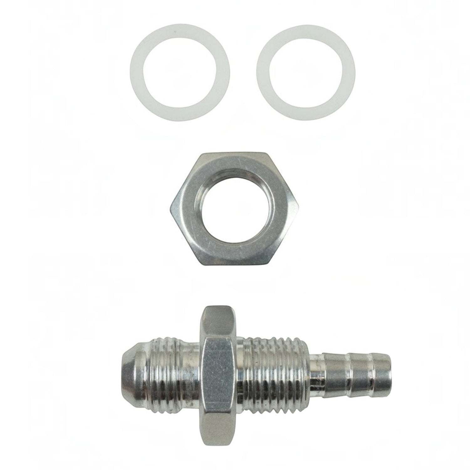 -6AN Straight to 5/16" Hose Barb Double Fuel Pump Tank Fitting Bulkhead Adapter - ICT Billet AN861-06-31A
