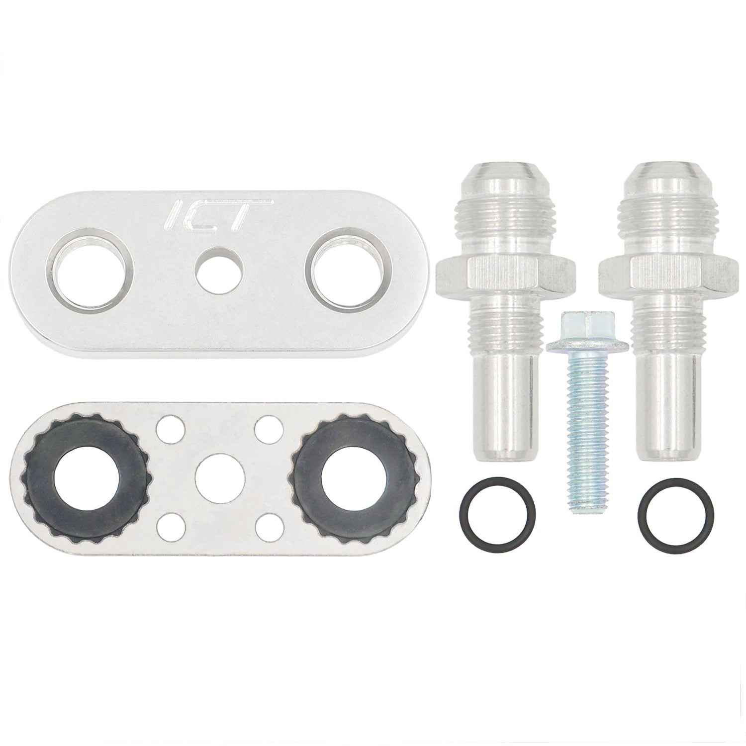 6L80E 6L90E 8L90E Transmission Cooler Line Adapter Plate with 8AN Fittings Seal - ICT Billet 551121-8AN
