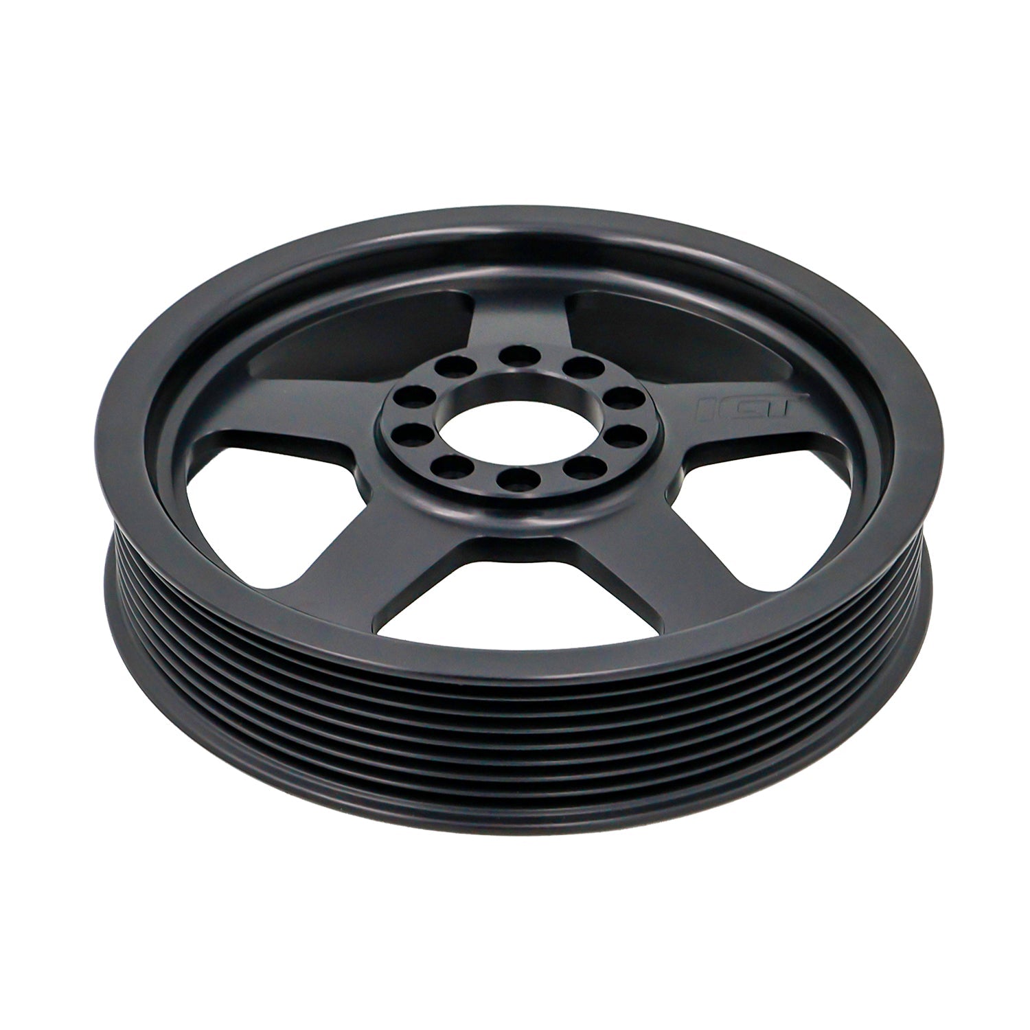 8 Rib Billet Power Steering Pump Pulley and Hub for LS3 Camaro - ICT Billet PUL301-RB8-PS60