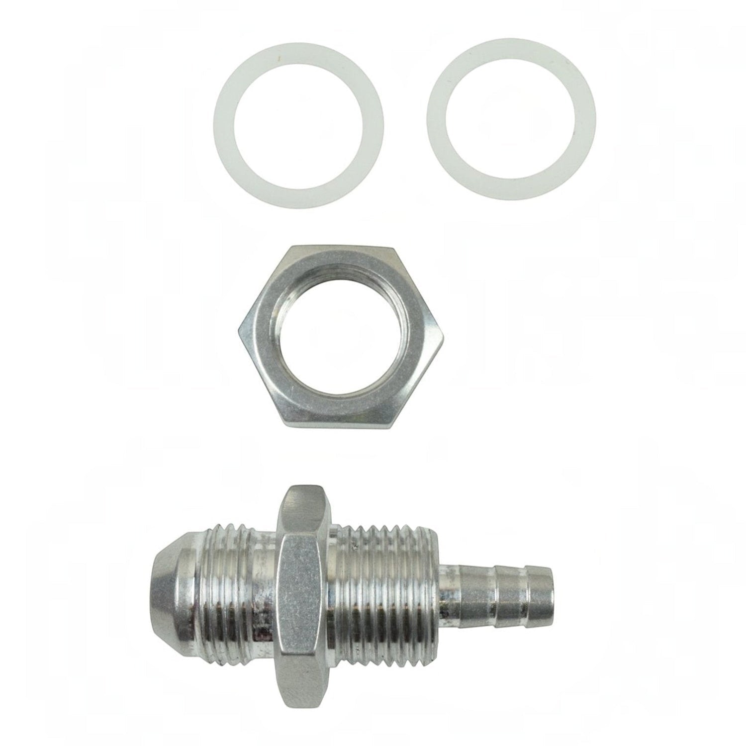 -8AN Straight to 5/16" Hose Barb Double Fuel Pump Tank Fitting Bulkhead Adapter - ICT Billet AN861-08-31A