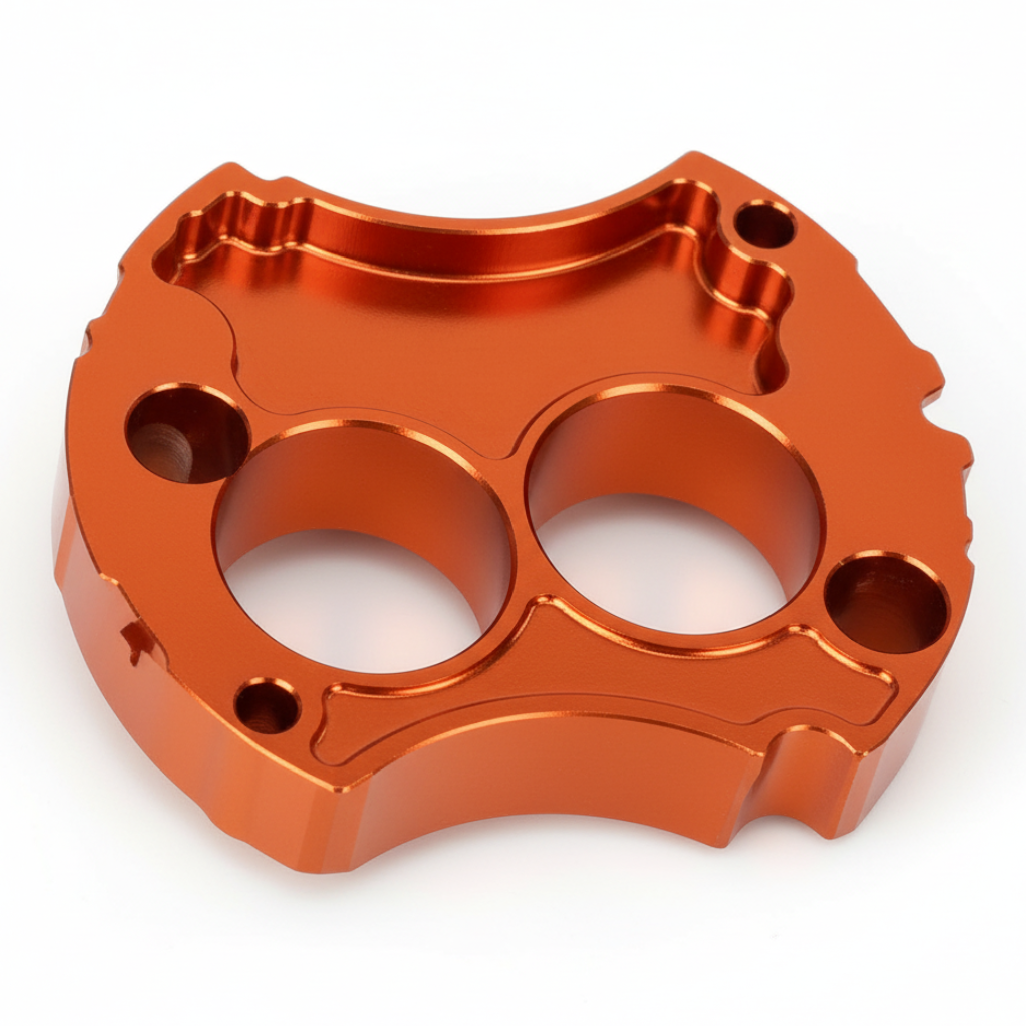 ICT Billet orange anodized aluminum dual fuel pump mounting bracket for high performance automotive fuel systems
