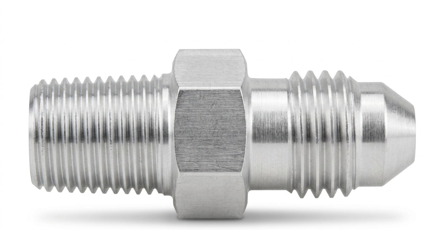 Straight -4AN Flare Male to 1/8"NPT Pipe Adapter Fitting 4 AN Bare Aluminum