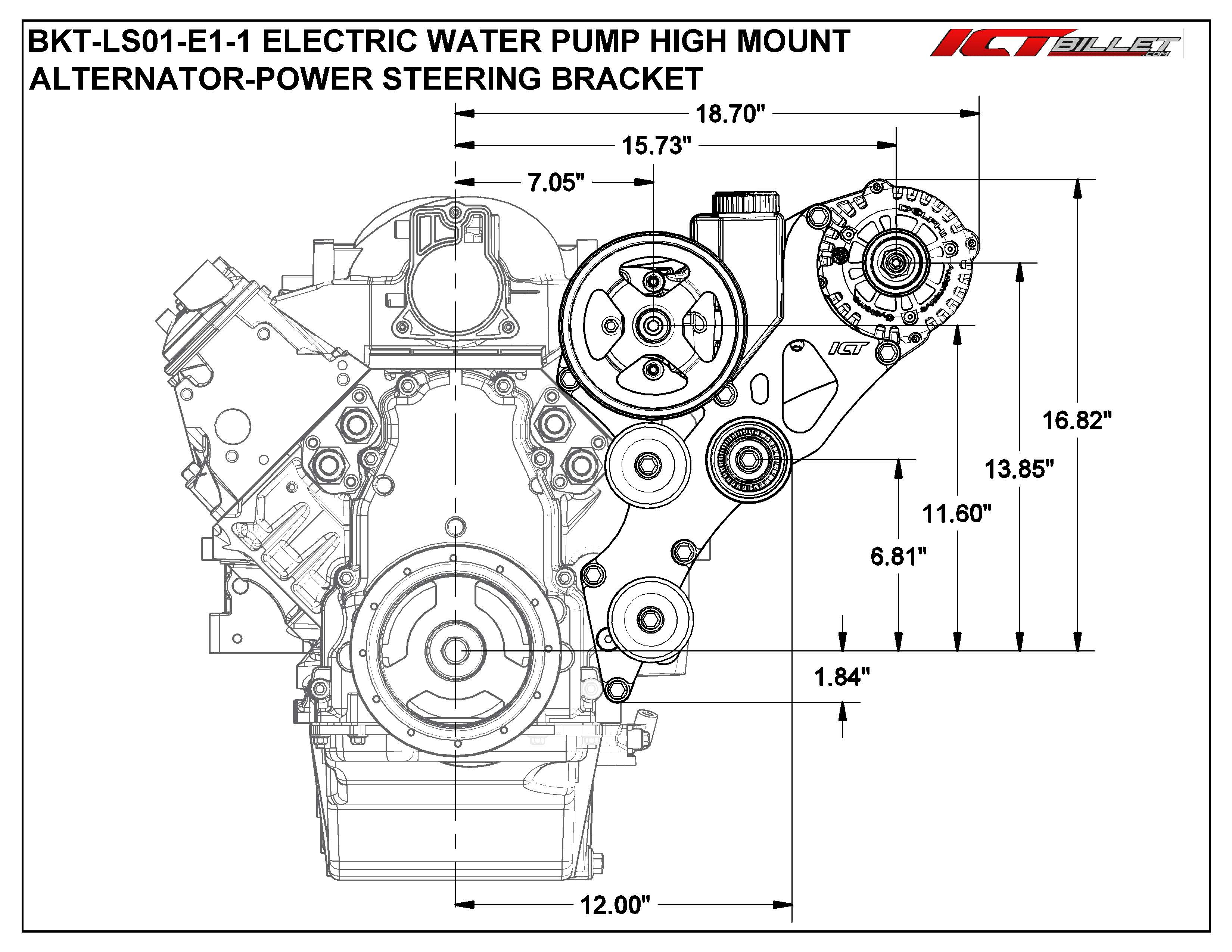LS Truck Electric Water Pump Alternator and Power Steering Bracket Kit