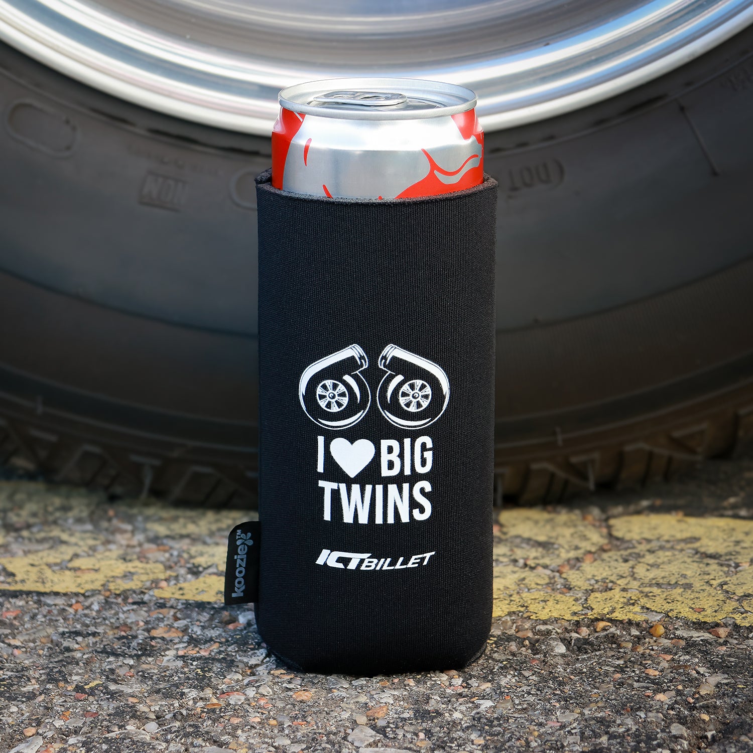 ICT Billet - Koozie Slim Can Cooler - I Love Big Twins