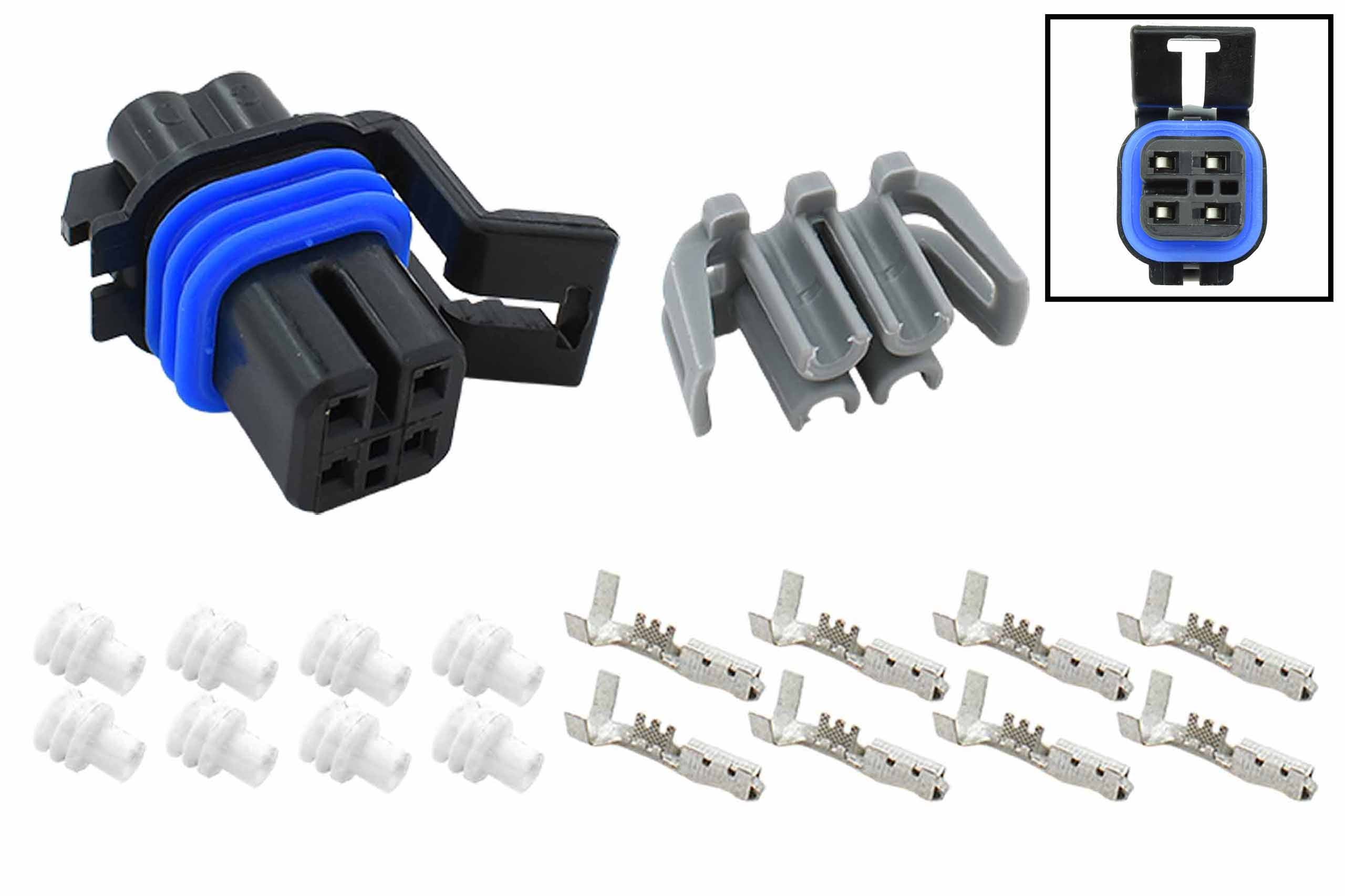 O2 Sensor Electrical Connector Types Oxygen Sensor (O2) Square Female 1-Keyway Wire Connector Component Kit ...
