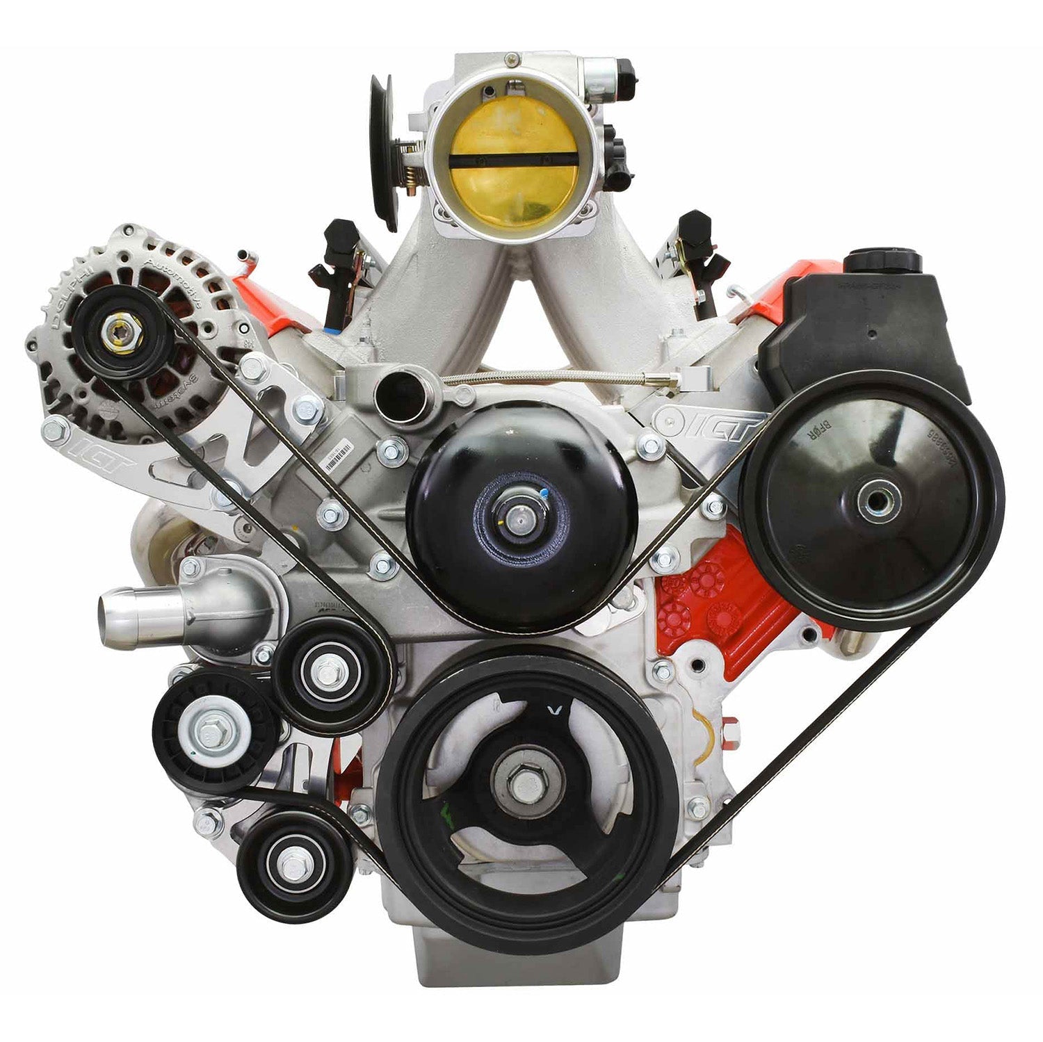 Alternator and Power Steering Relocation Bracket Kit LS1 Truck Spacing - ICT Billet 551569LS0WP-3