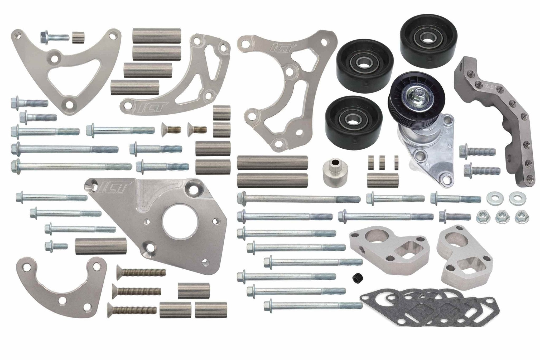 Alternator and Power Steering Relocation Bracket Kit LS1 Truck Spacing - ICT Billet 551569LS0WP-3
