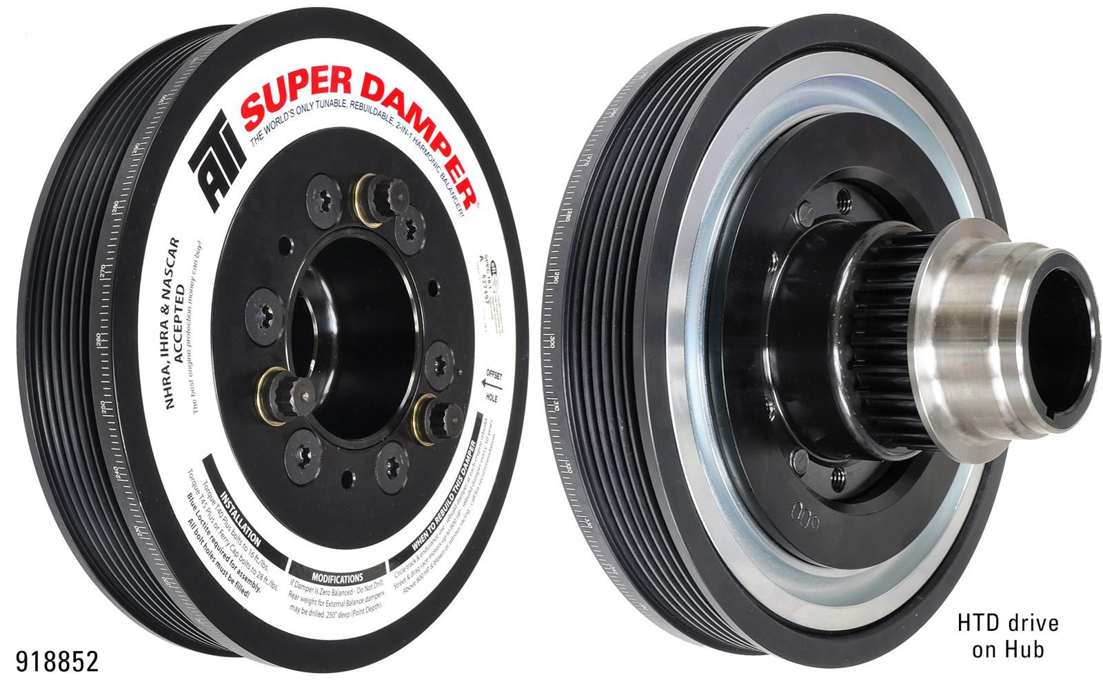 ATI Super Damper Balancer Pulley LS 98 - 02 Camaro SS HTD Crank Crankshaft LS1 GTO HTD Hub - ICT Billet ATI - 918852