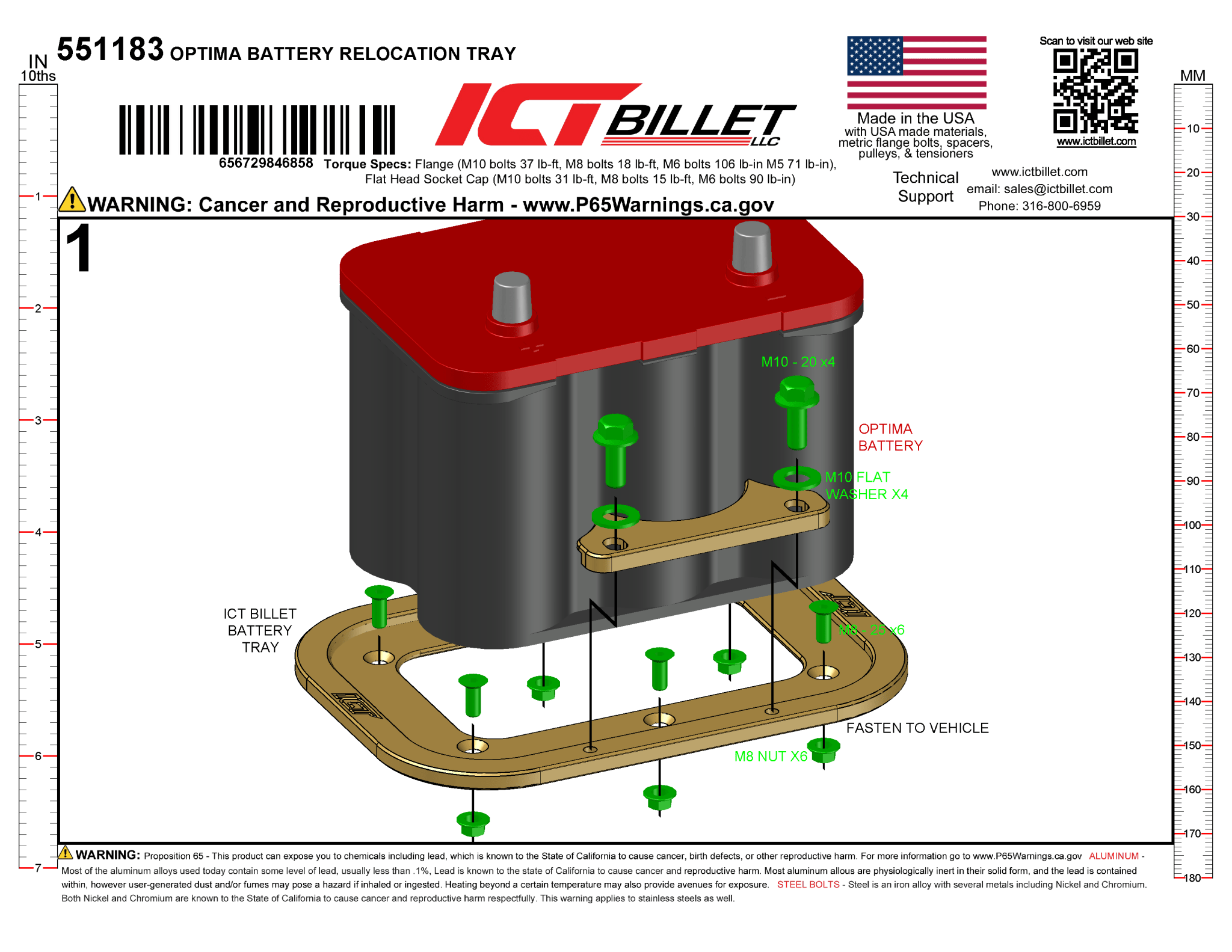 Billet Optima Battery Relocation Tray / Hold Down Mount - ICT Billet 551183