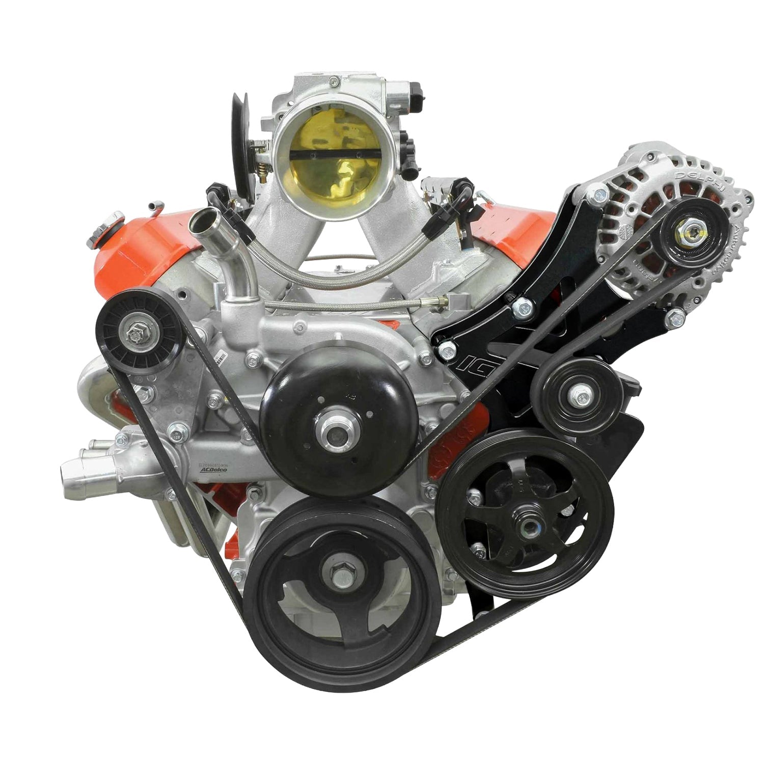 Black Cerakote LS Truck Alternator and Power Steering Kit Driver Side - ICT Billet 551519X-3B