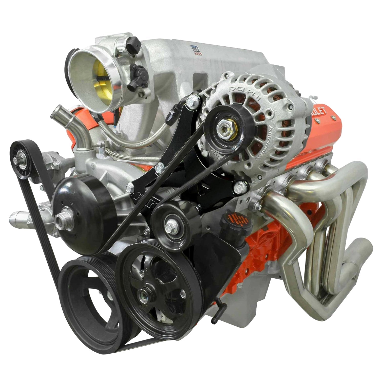 Black Cerakote LS Truck Alternator and Power Steering Kit Driver Side - ICT Billet 551519X-3B