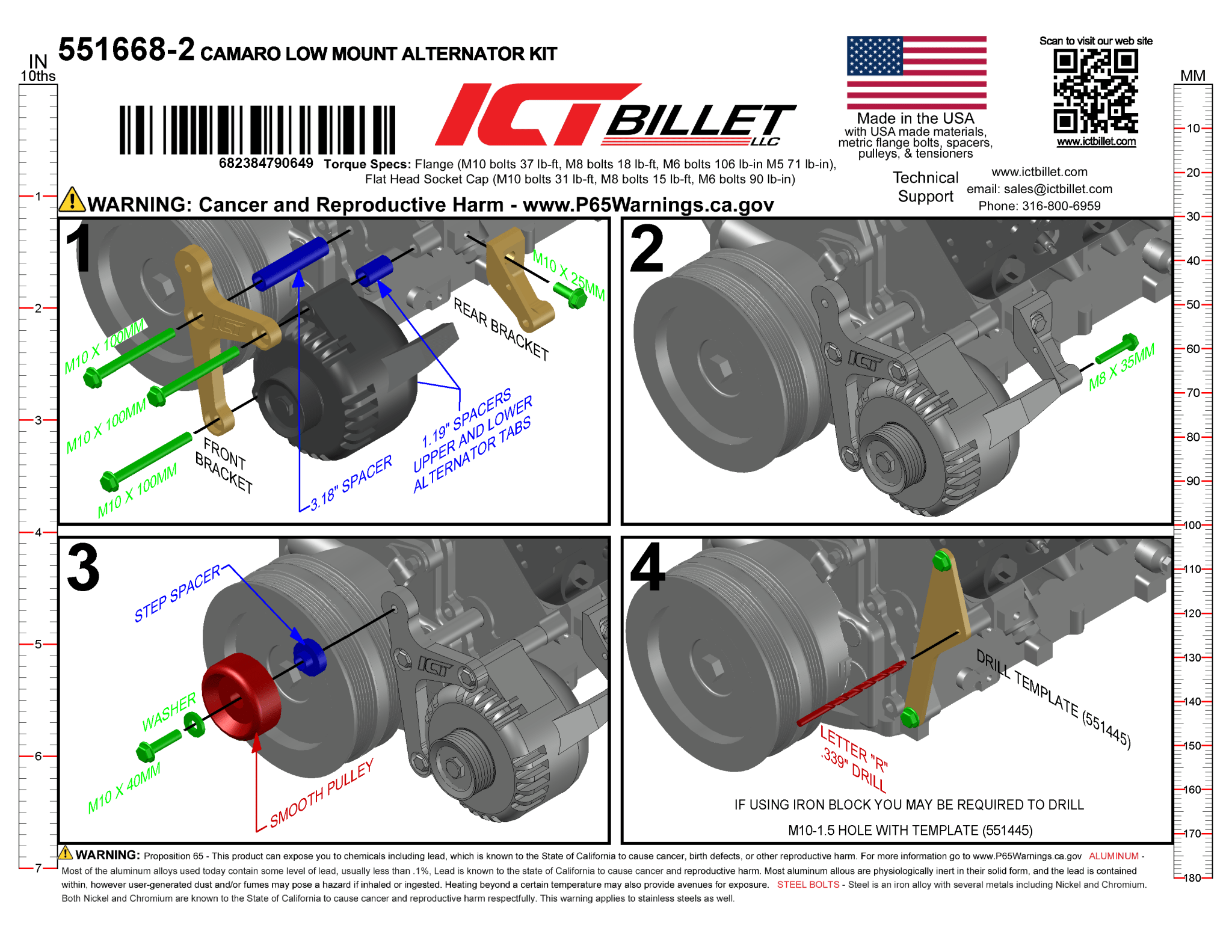 Black Cerakote LS1 Alternator Bracket Complete Idler Pulley Compatible with Camaro Factory LSX Billet - ICT Billet 551668-2B