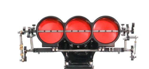 Blower Top w/ Progressive Triple Throttle Body 4 - 3/8" - ICT Billet EN-BAU3-438-partial-BLACK