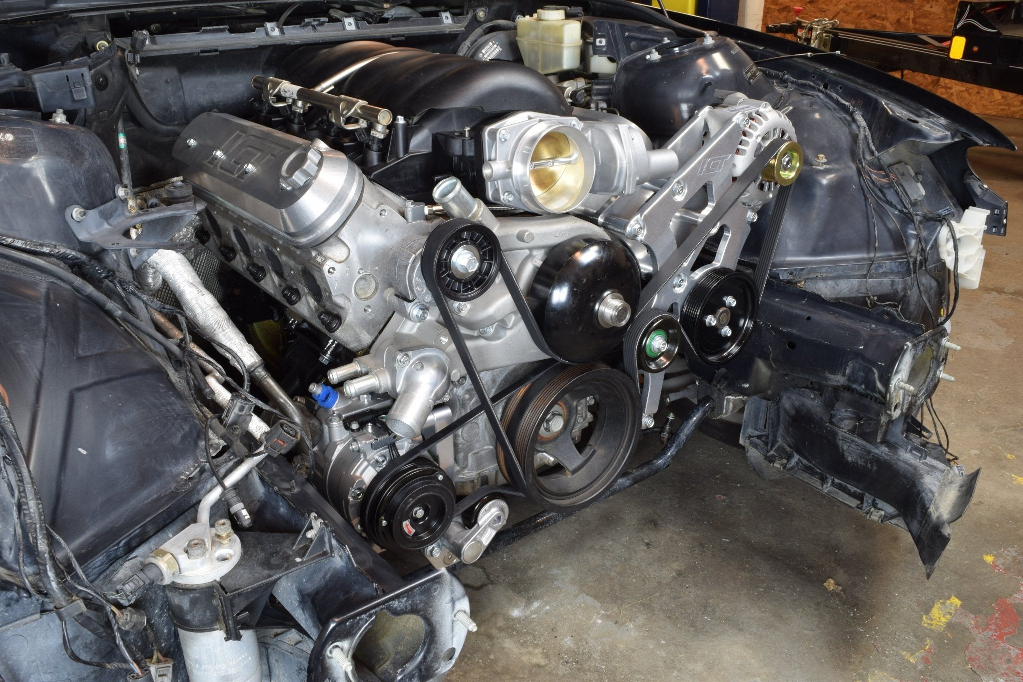 BMW E46 Swap A/C Compressor Bracket - ICT Billet 551797 - 123