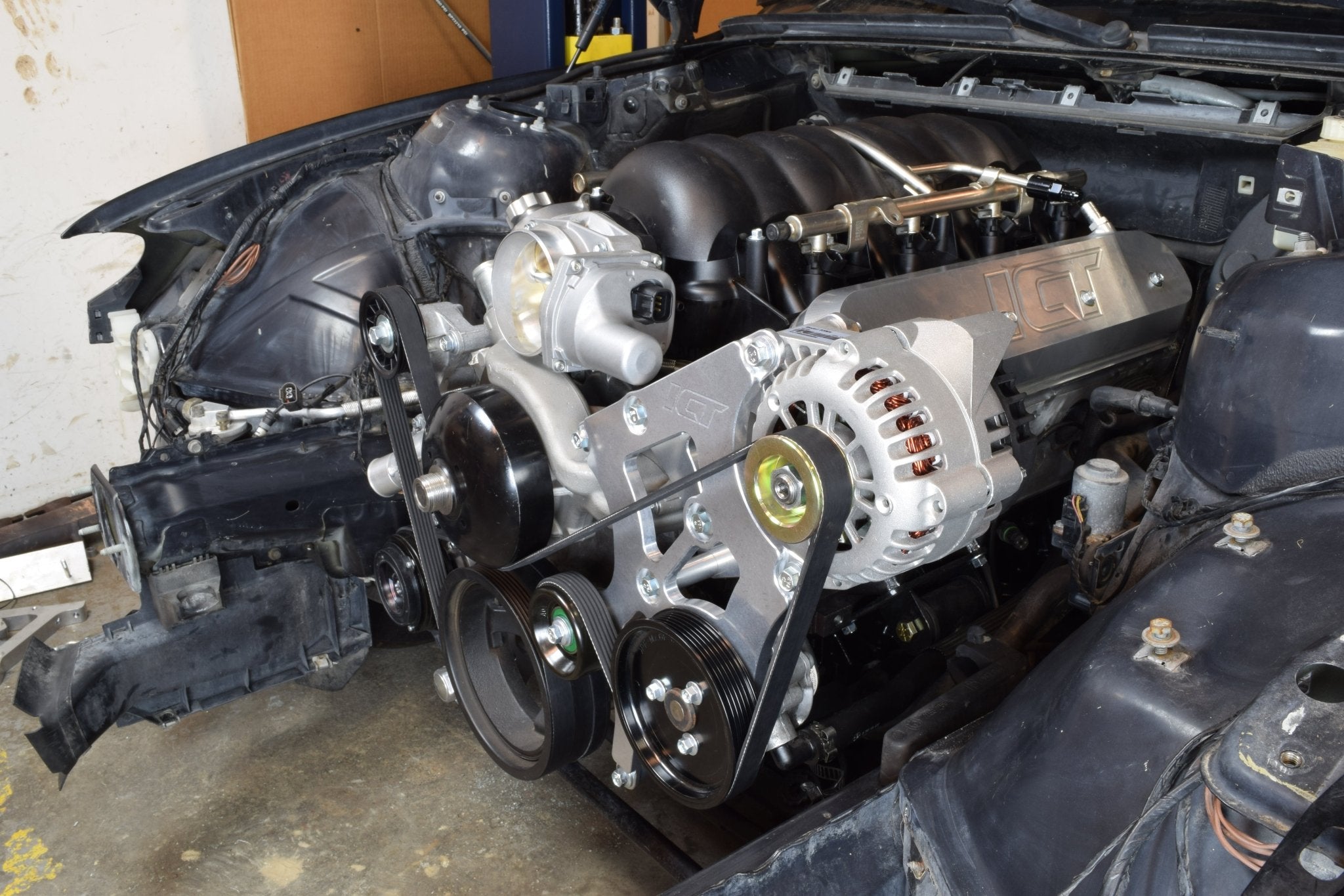 BMW E46 Swap A/C Compressor Bracket - ICT Billet 551797 - 123