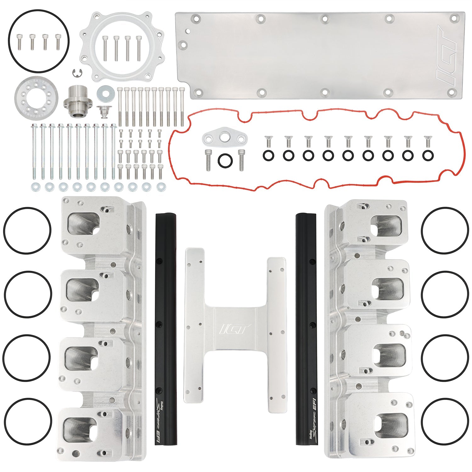 Corvette LT4 Supercharger to LS1 Cathedral Port Head Adapter Kit - ICT Billet INA - LS1 - LT - 10