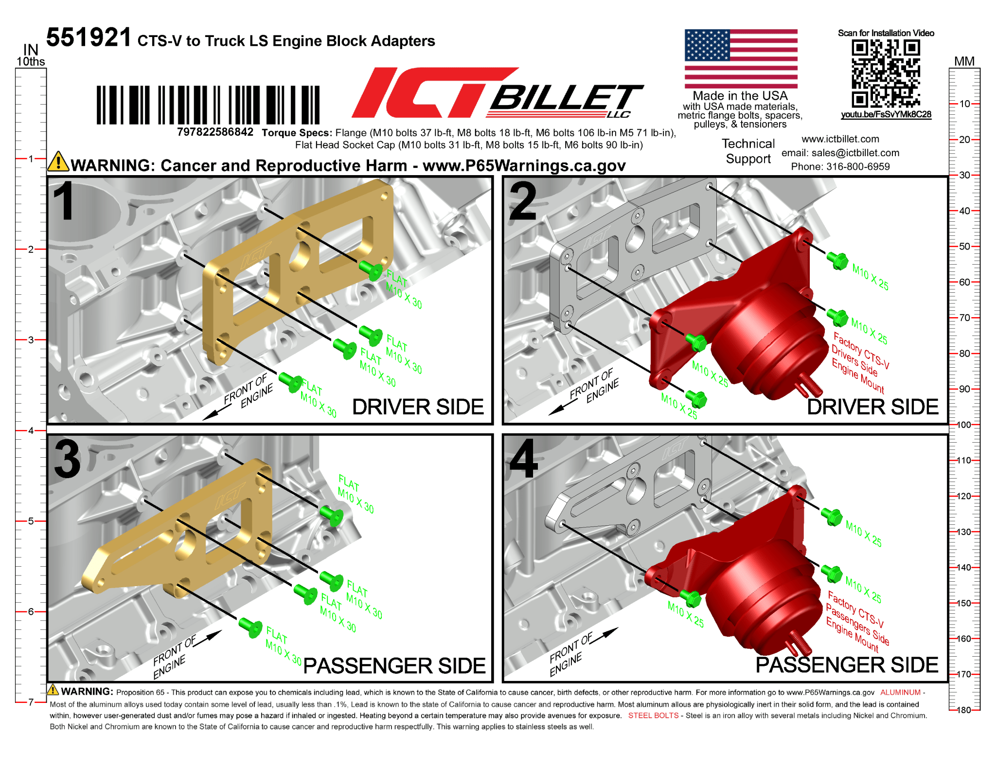 CTSV Chassis to Truck Engine Block Mount Adapter - ICT Billet 551921
