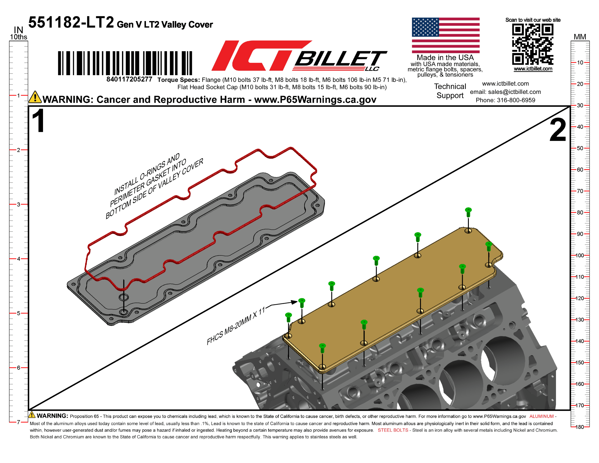 Gen V LT2 Direct Injection Delete Valley Pan Cover LT - ICT Billet 551182-LT2