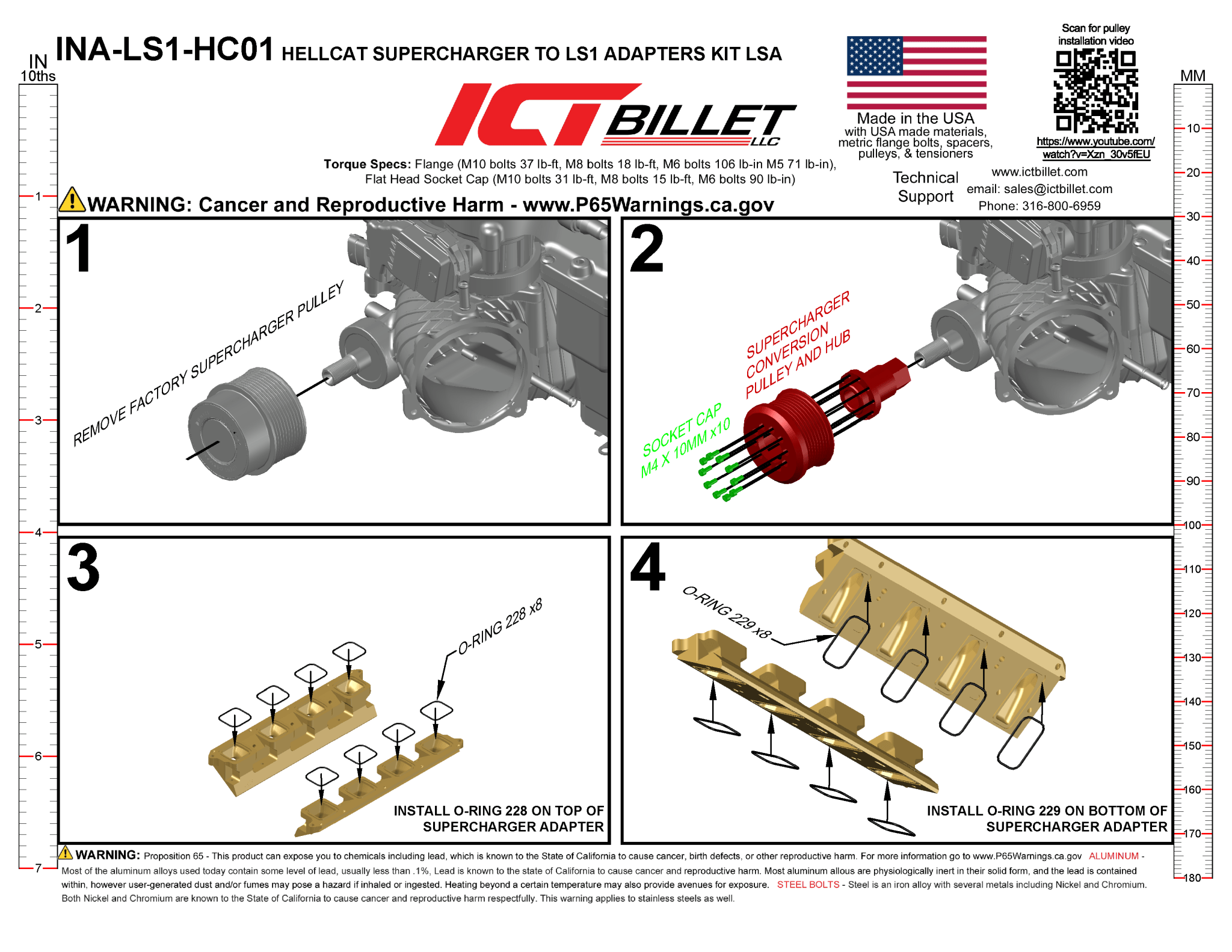 Hellcat Supercharger to LS Cathedral Adapter Kit - ICT Billet INA-LS1-HC01