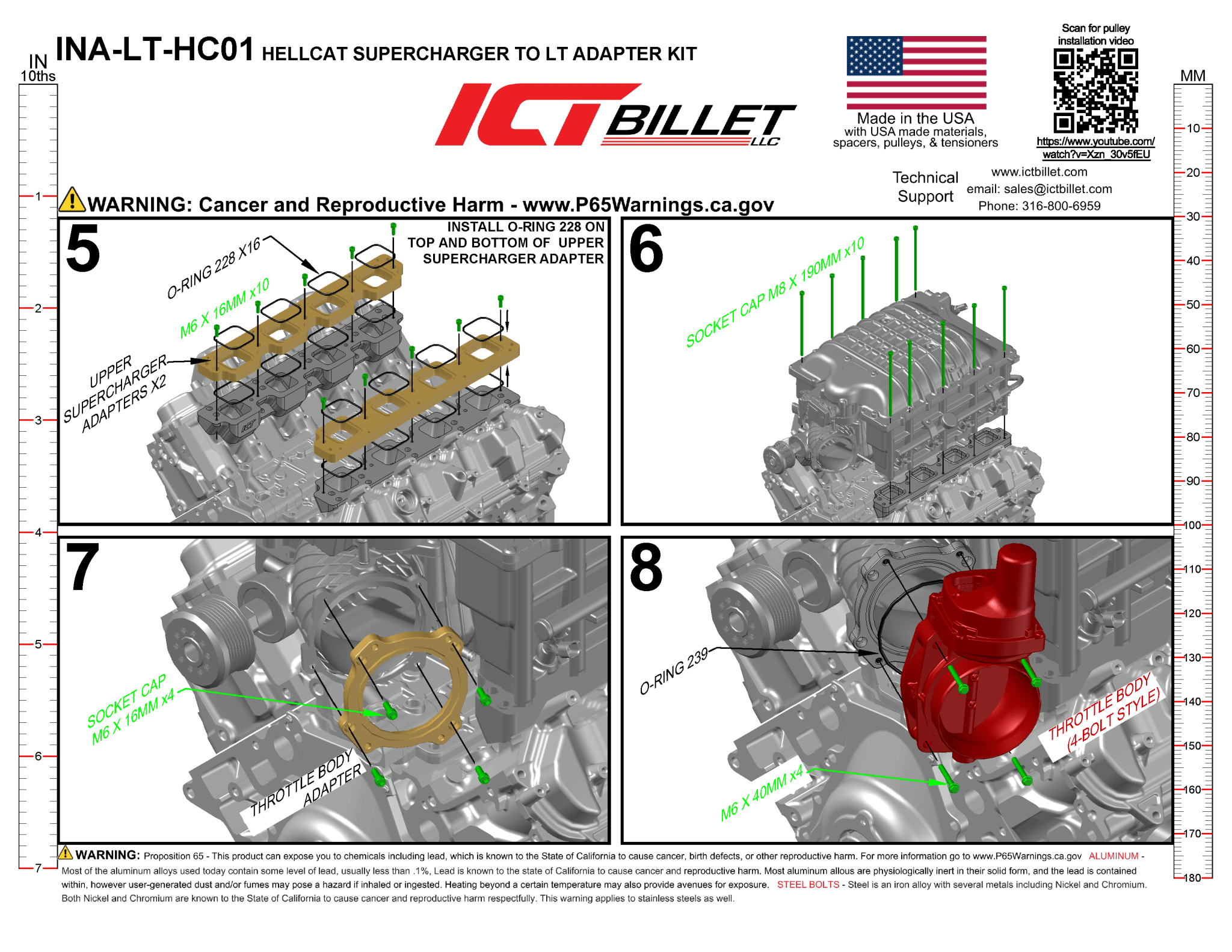 Hellcat Supercharger to LT Engine Adapter Kit - ICT Billet INA-LT-HC01