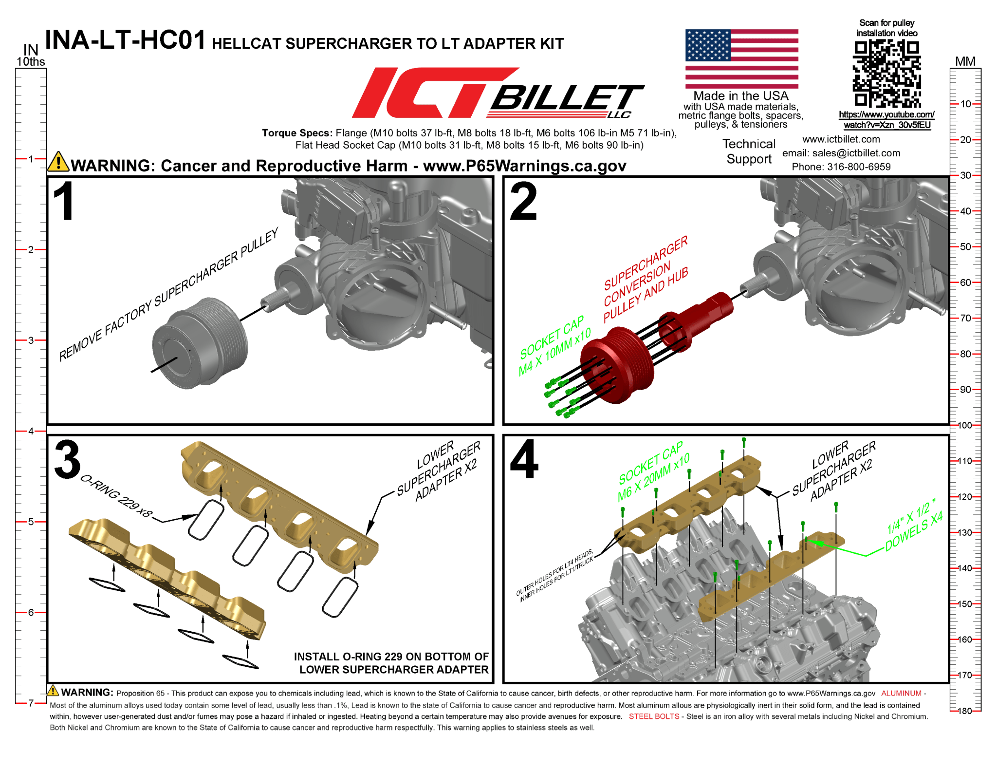 Hellcat Supercharger to LT Engine Adapter Kit - ICT Billet INA-LT-HC01