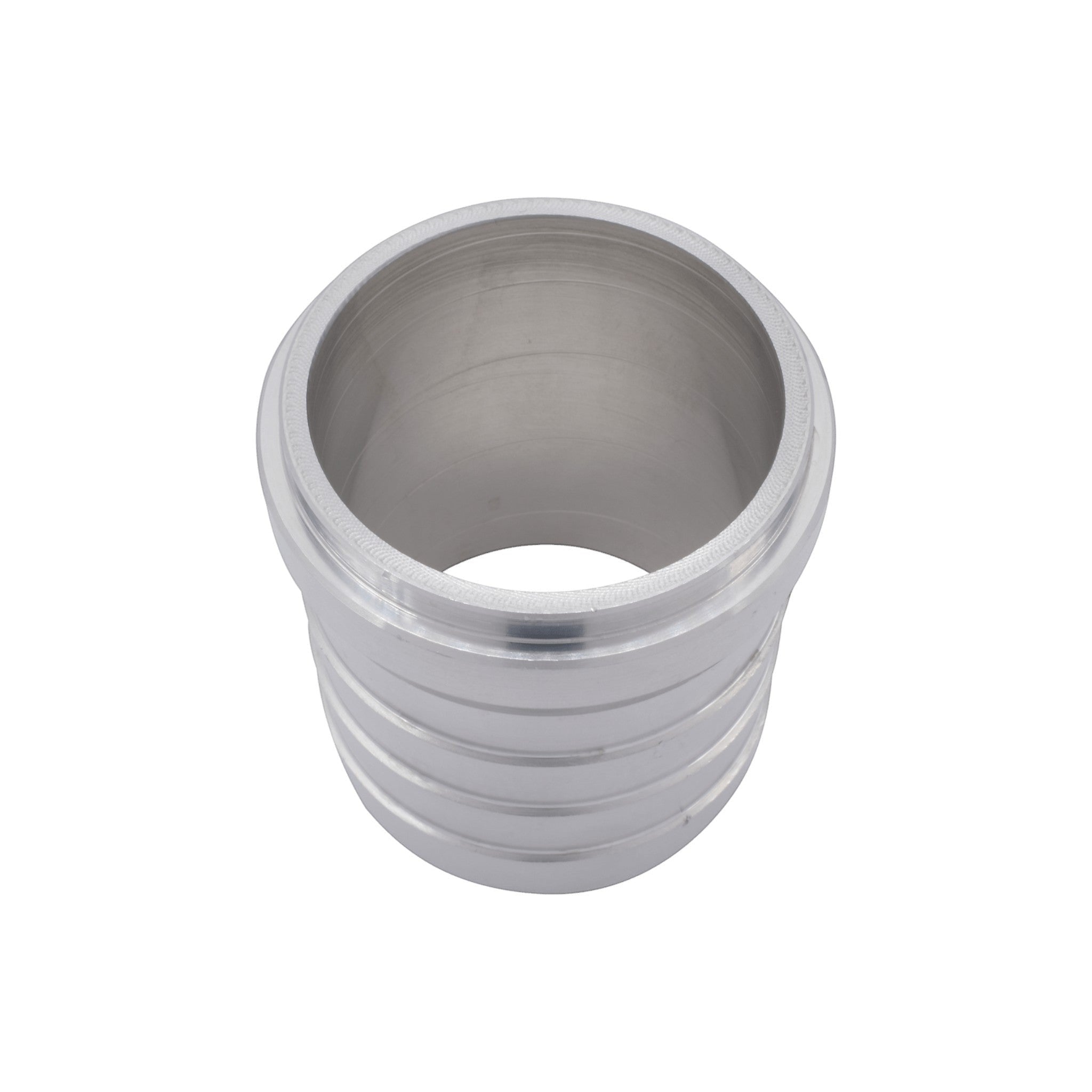 ICT Billet 2-inch aluminum weld barb fitting for radiator tanks, made from 6061-T6 billet aluminum.