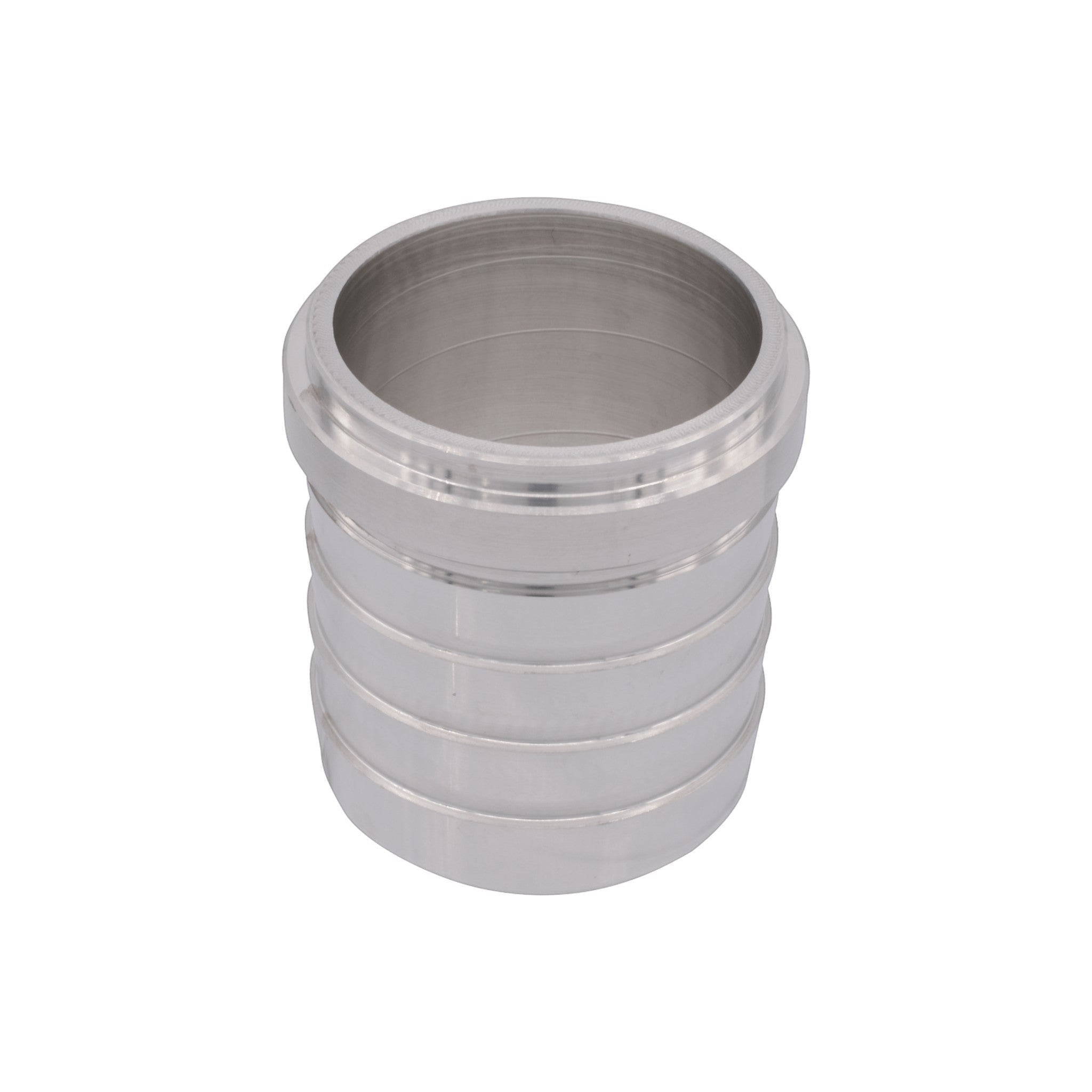 ICT Billet 2-inch aluminum weld barb fitting for radiator tanks, made from 6061-T6 billet aluminum.