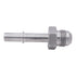 ICT Billet 3/8 inch to -8AN male fuel rail adapter fitting made from silver billet aluminum for GM LS engines.