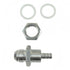 ICT Billet -8AN to 5/16 inch hose barb bulkhead fitting made of silver 6061-T6 billet aluminum with washers and nut.