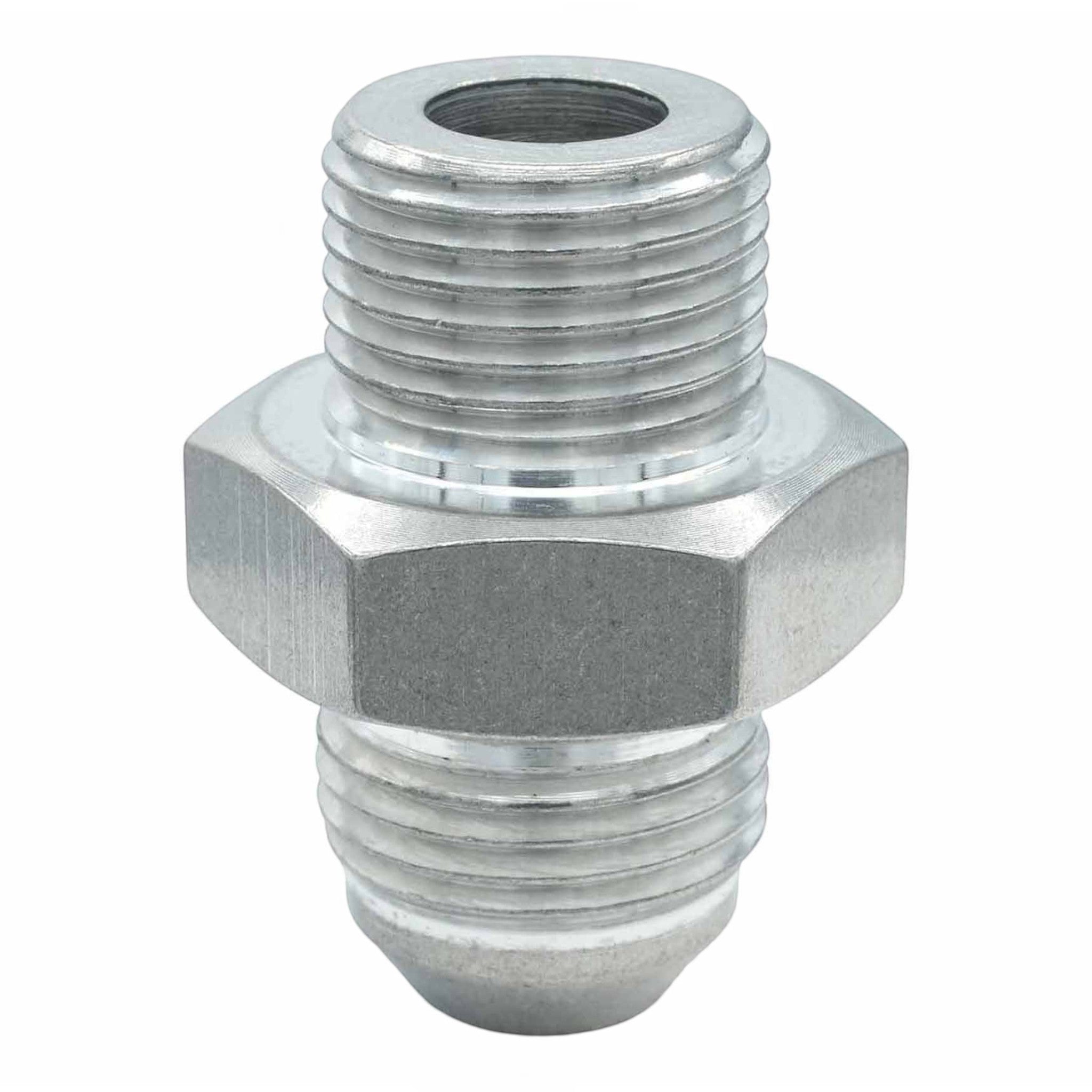 ICT Billet 8AN flare to M18-1.5mm fuel pump inlet fitting made of bare billet aluminum for Bosch 044 pumps