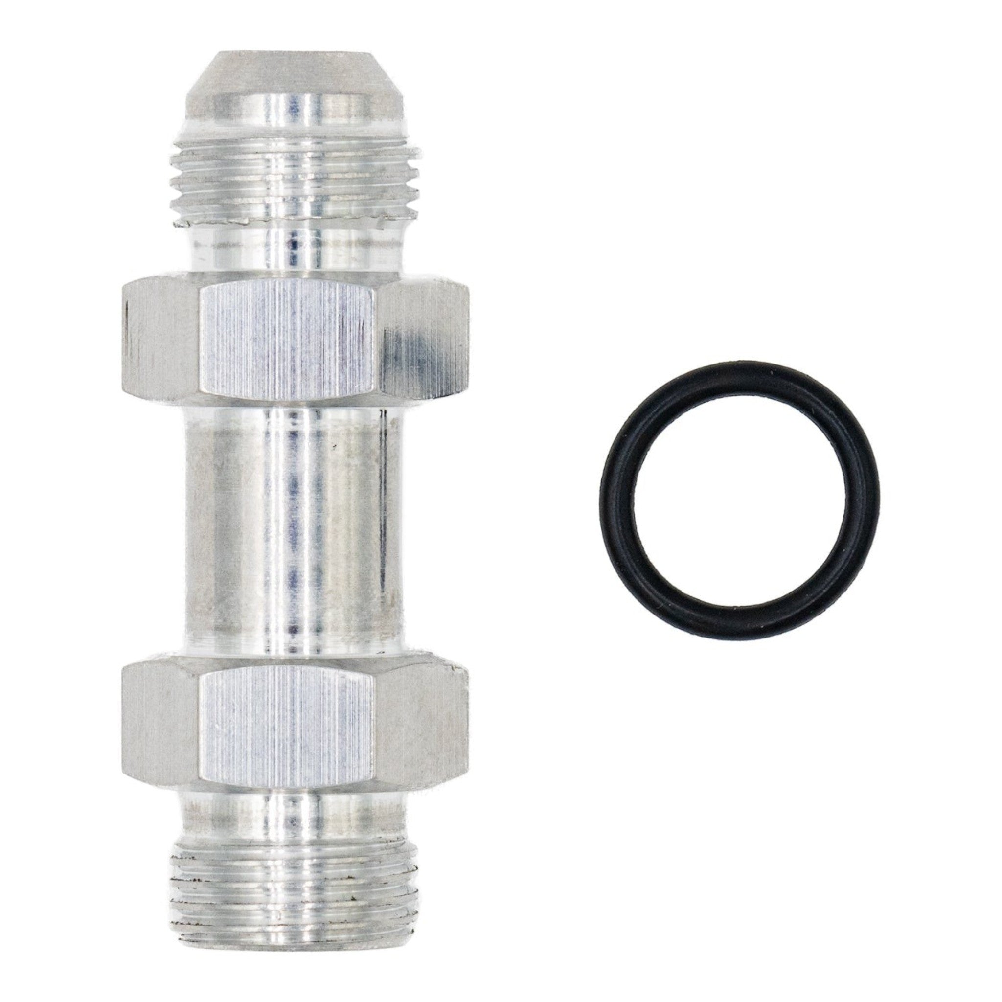 ICT Billet 8AN to 8AN ORB extended length straight aluminum fitting with included O-ring for automotive fluid routing