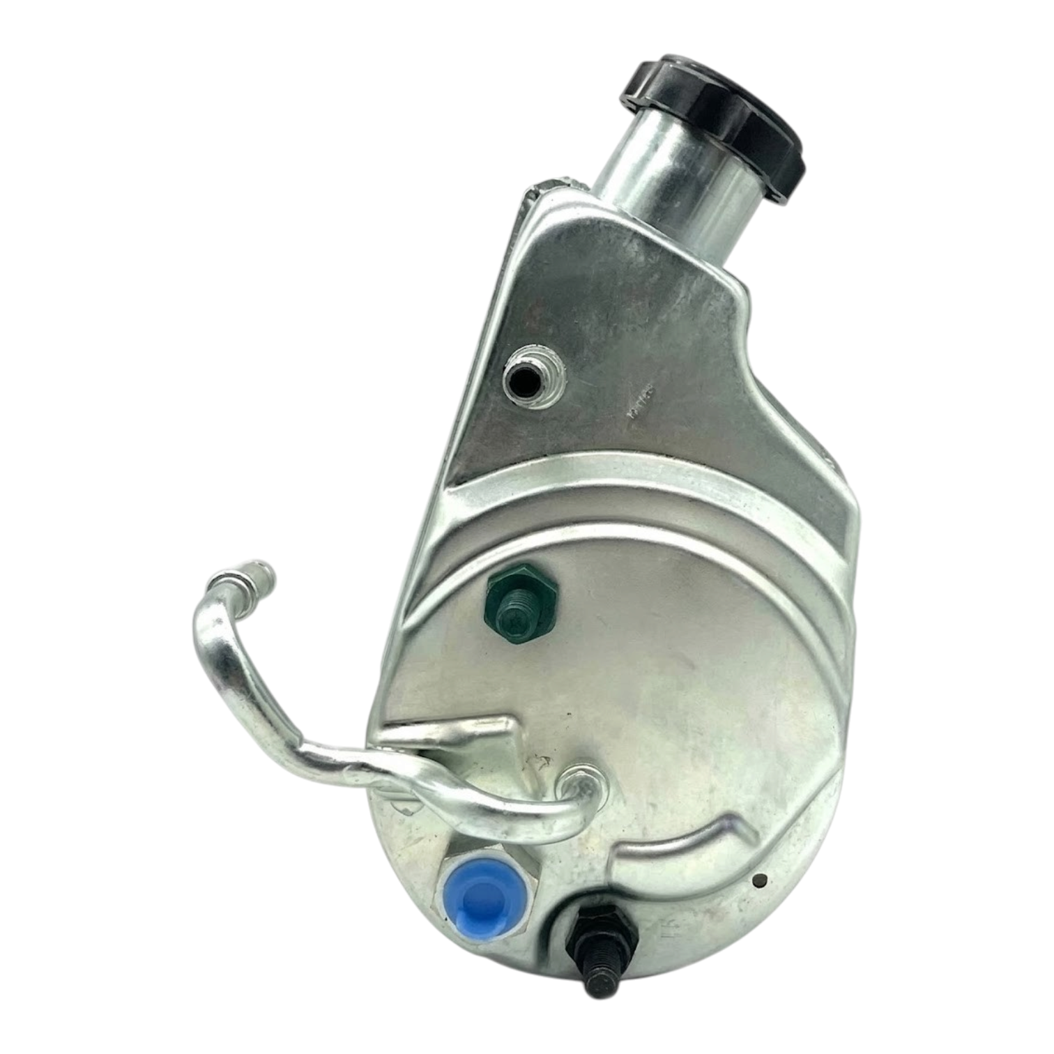 ICT Billet AC Delco power steering pump and reservoir for GM LS truck engines with metal housing and black cap