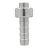 ICT Billet 1/4 inch aluminum weldable hose barb fitting with a bare metal finish for custom automotive fabrication.