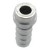ICT Billet 5/16 inch aluminum weldable hose barb fitting with a bare metal finish for custom radiator fabrication.