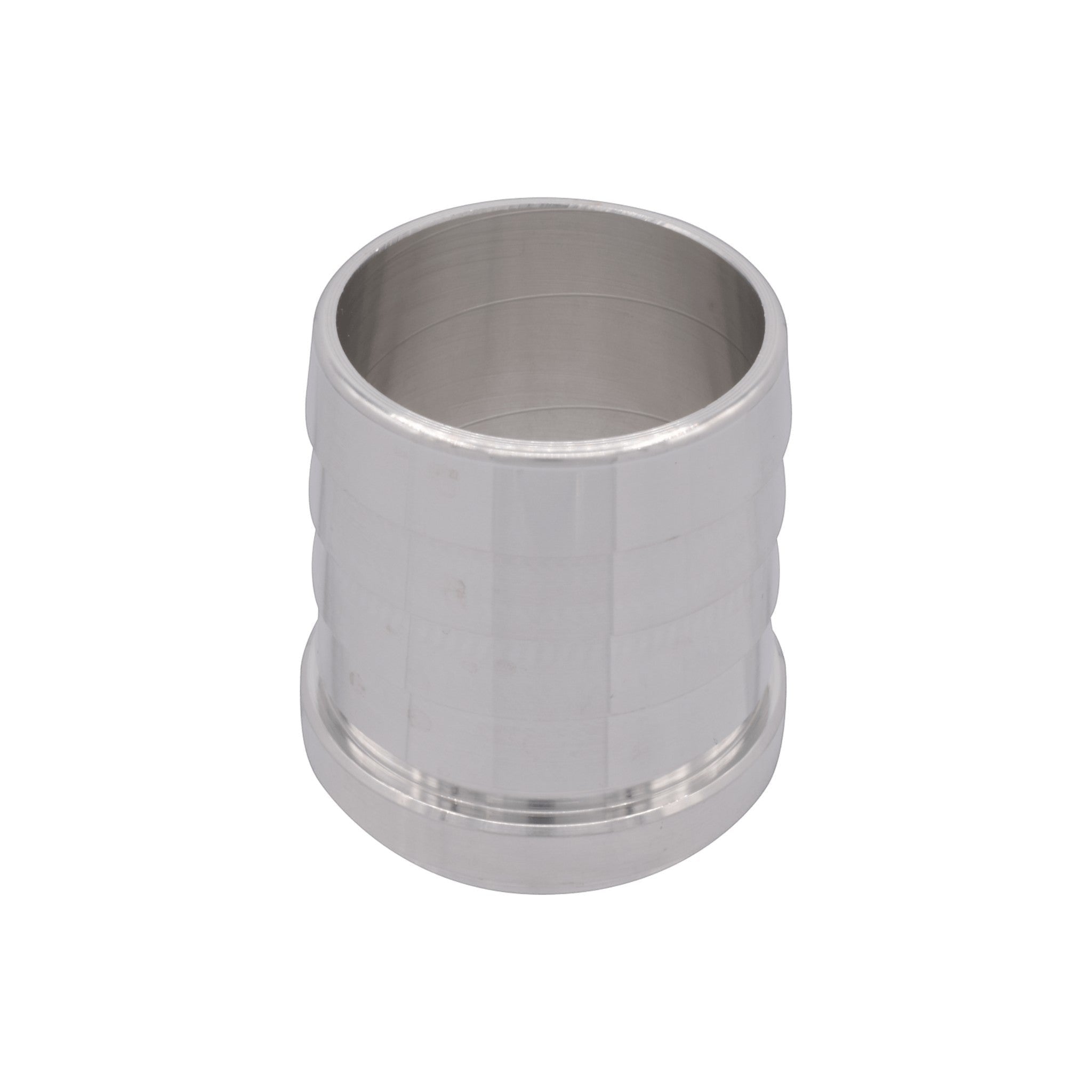 ICT Billet 2-inch aluminum weld barb fitting for radiator hose fabrication with a bare metal finish