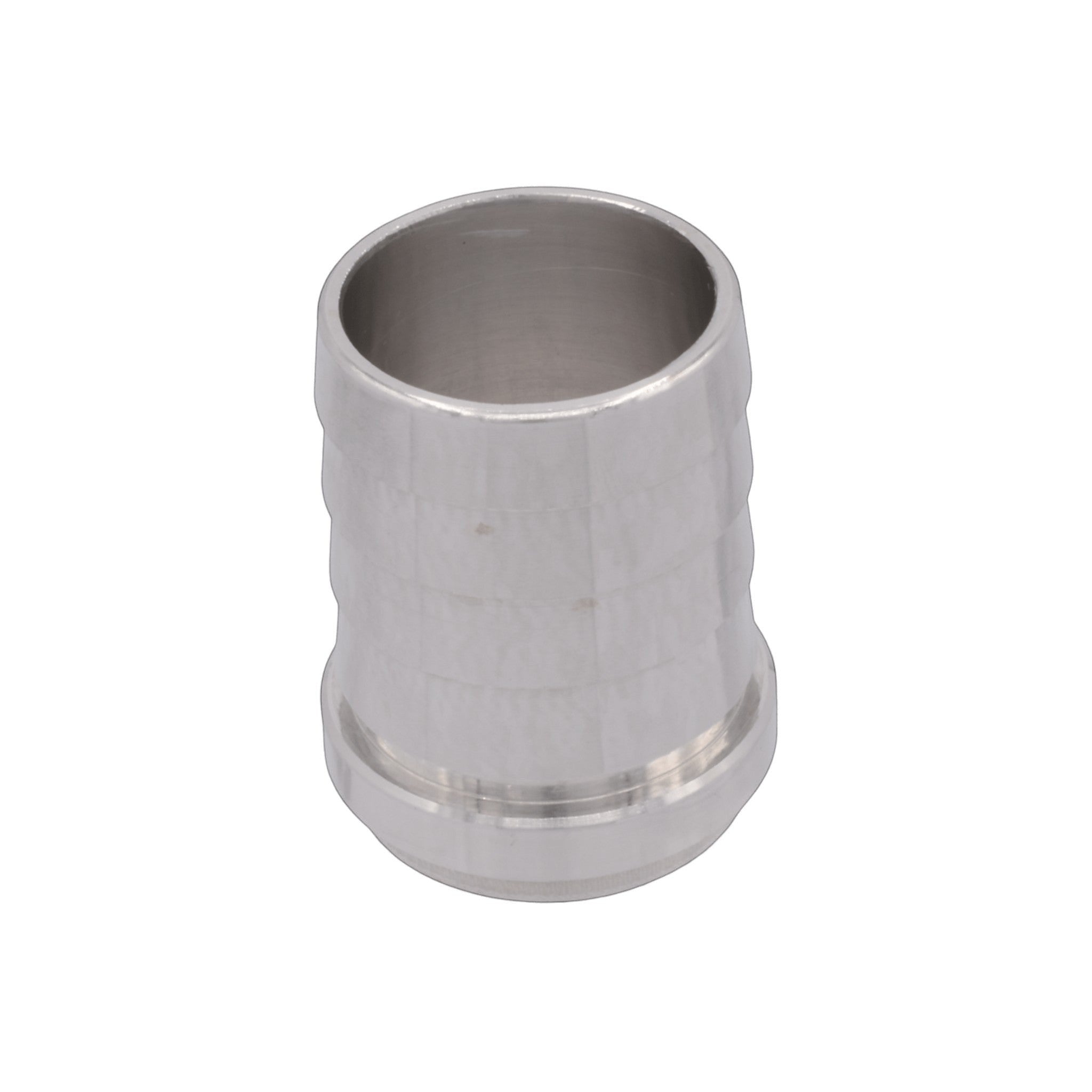 ICT Billet 1.25 inch aluminum weld barb fitting made from 6061-T6 billet aluminum for custom radiator fabrication.
