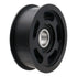 ICT Billet 6-rib smooth idler pulley in black anodized aluminum with flanged sides and Timken ball bearing
