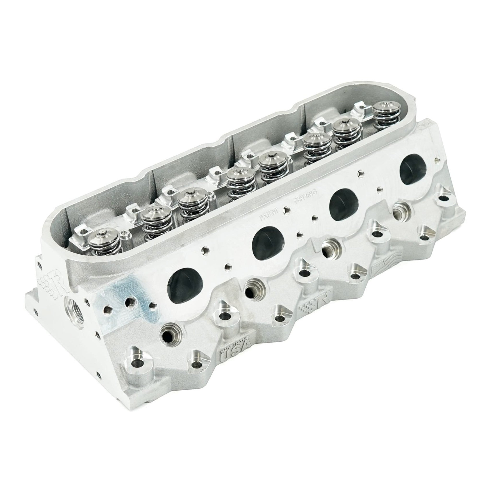 ICT Billet BTR LS1 canted valve CNC ported cylinder head with installed dual valve springs and thick boost-ready deck